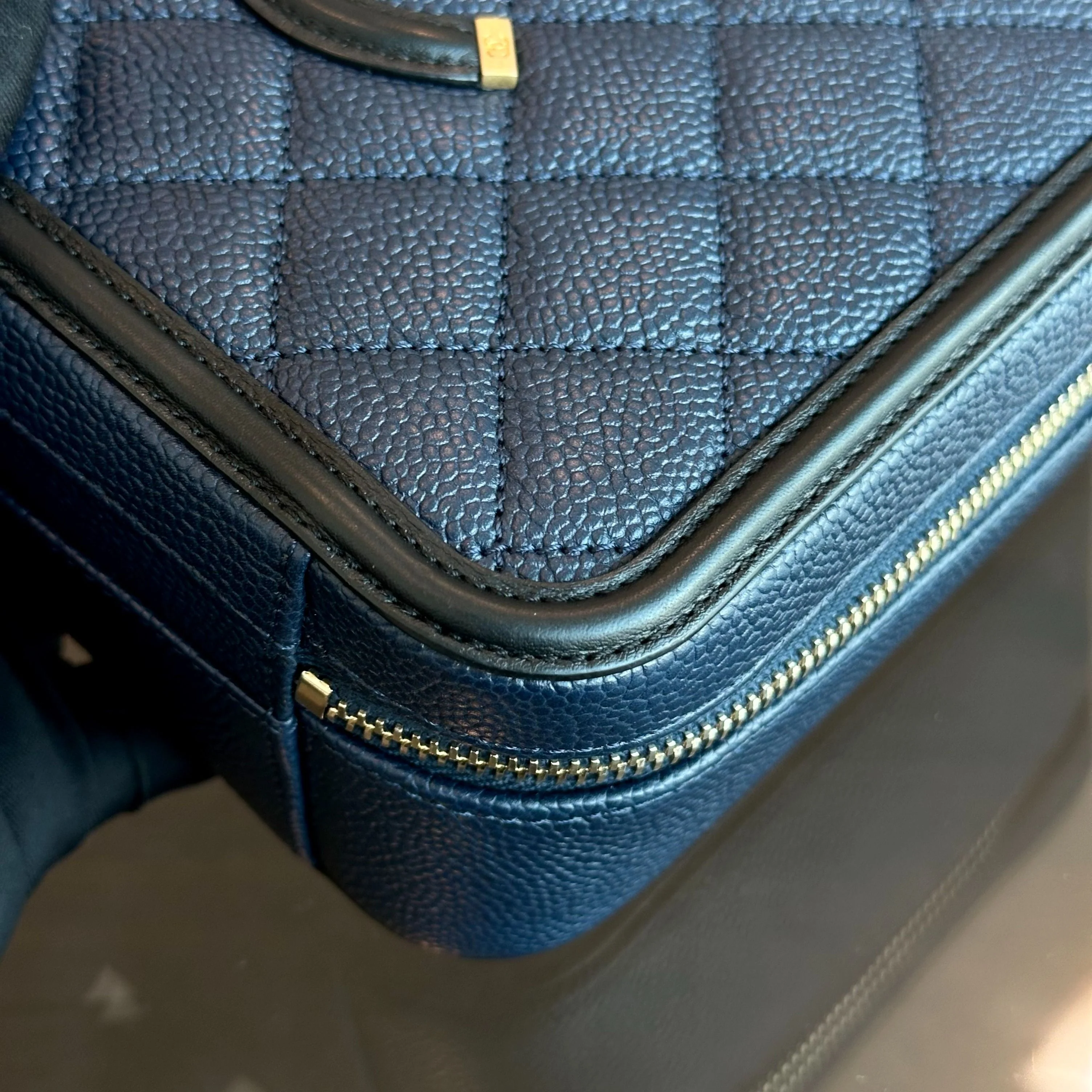Chanel Medium Vanity Case Caviar Dark Blue GHW No 24 - Best Luxury Designers