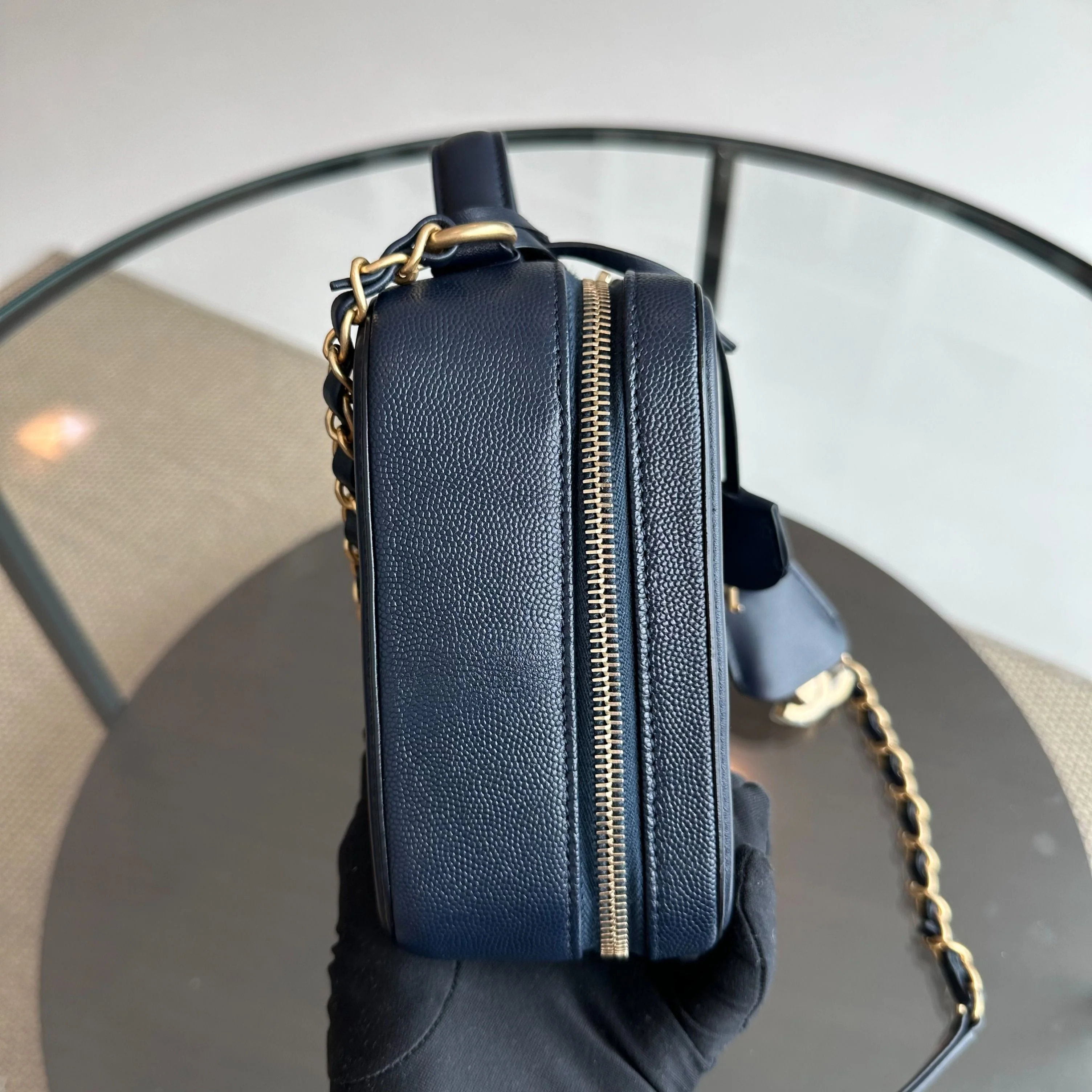 Chanel Medium Vanity Case Caviar Dark Blue GHW No 26 - Best Luxury Designers