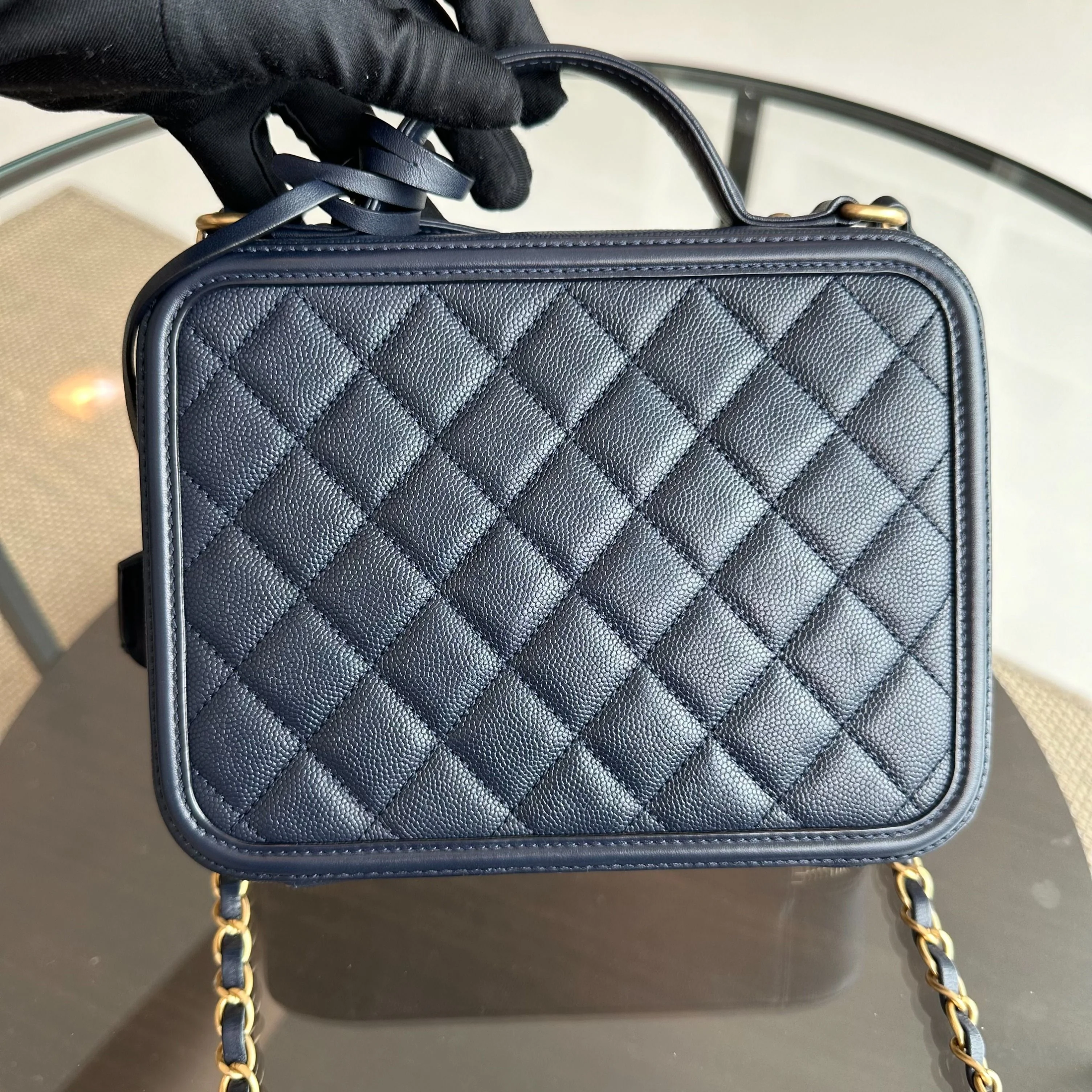 Chanel Medium Vanity Case Caviar Dark Blue GHW No 26 - Best Luxury Designers