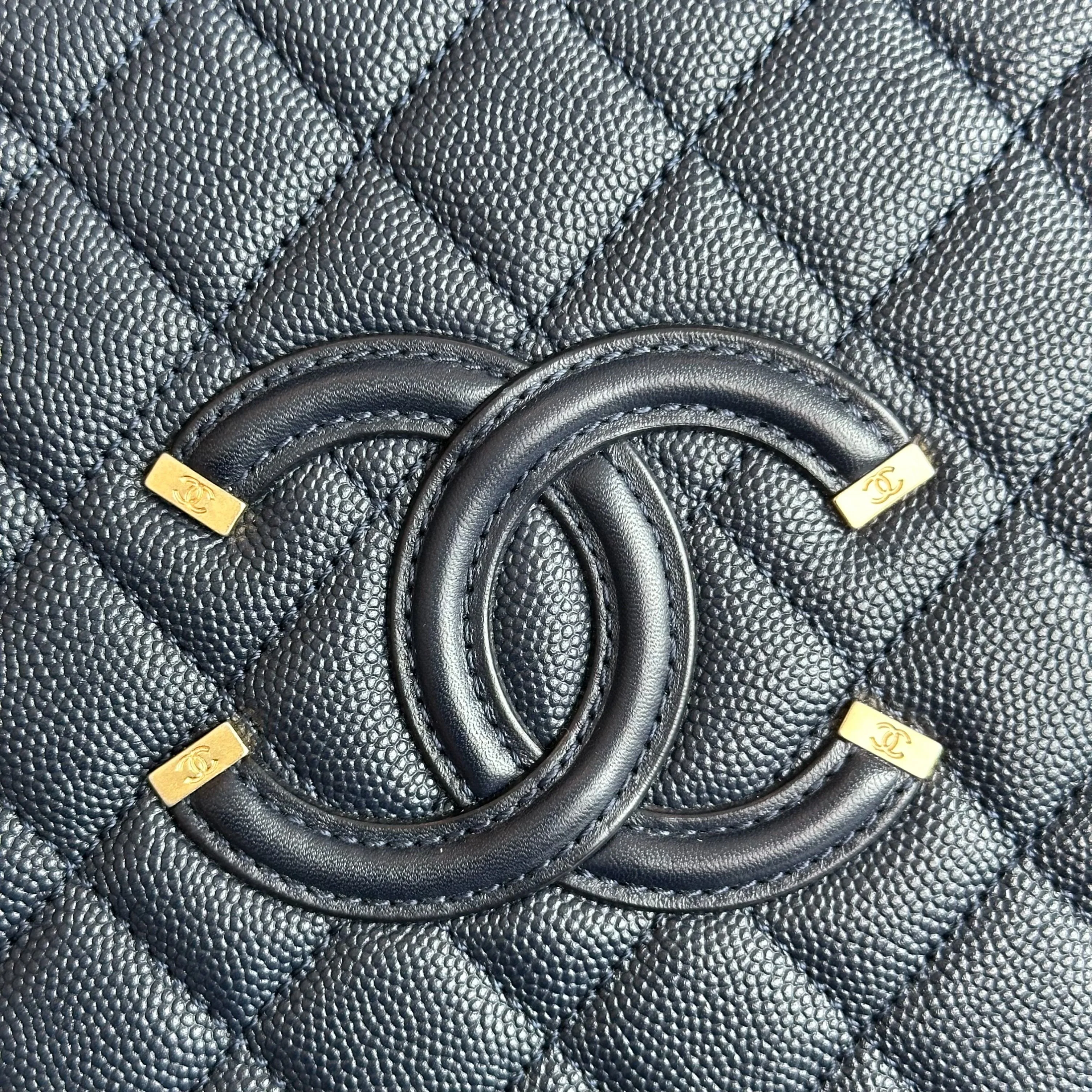 Chanel Medium Vanity Case Caviar Dark Blue GHW No 26 - Best Luxury Designers