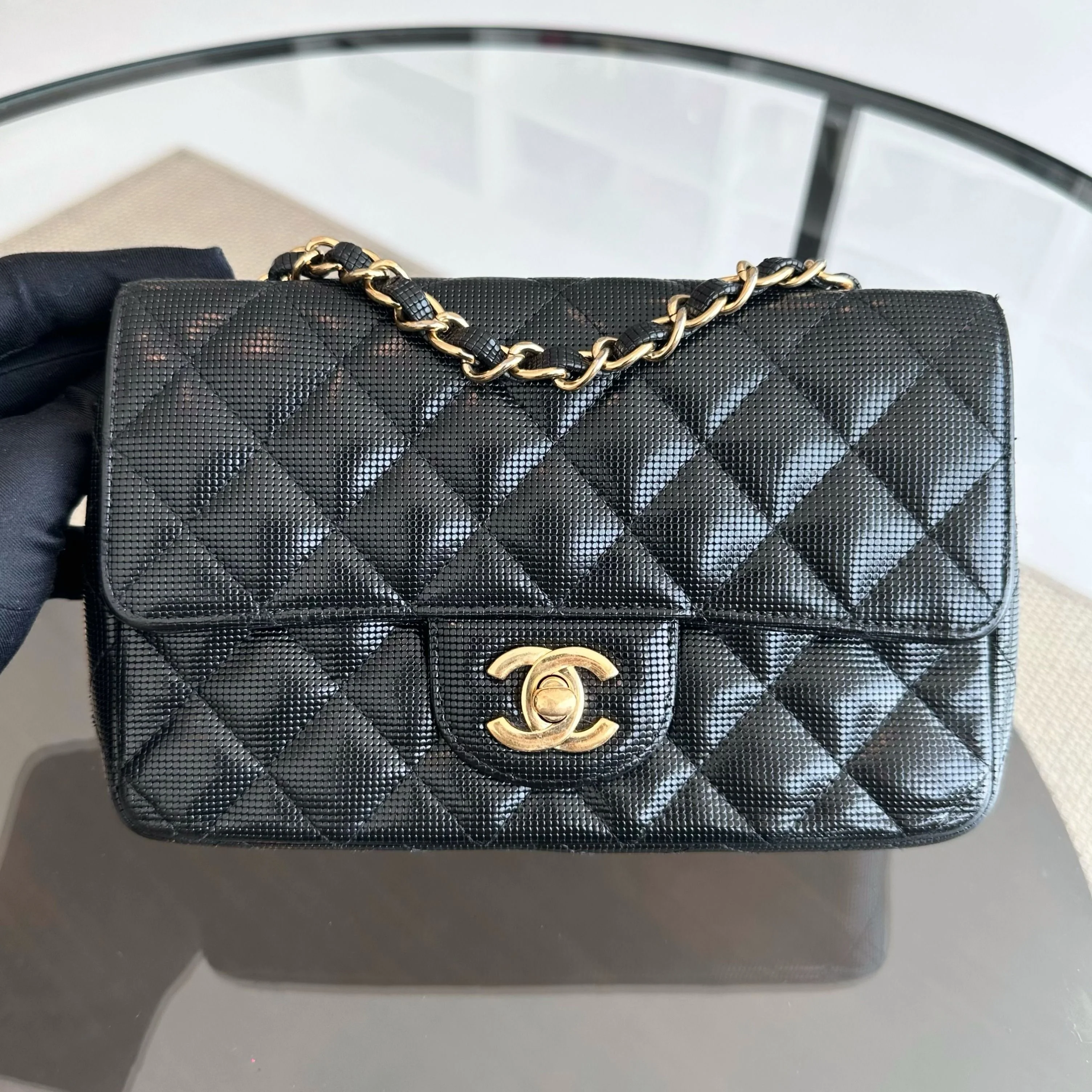 Chanel Mini Rectangular Classic Flap Pixel Effect Calfskin Cruise 2016 Black GHW No 21 - Best Luxury Designers