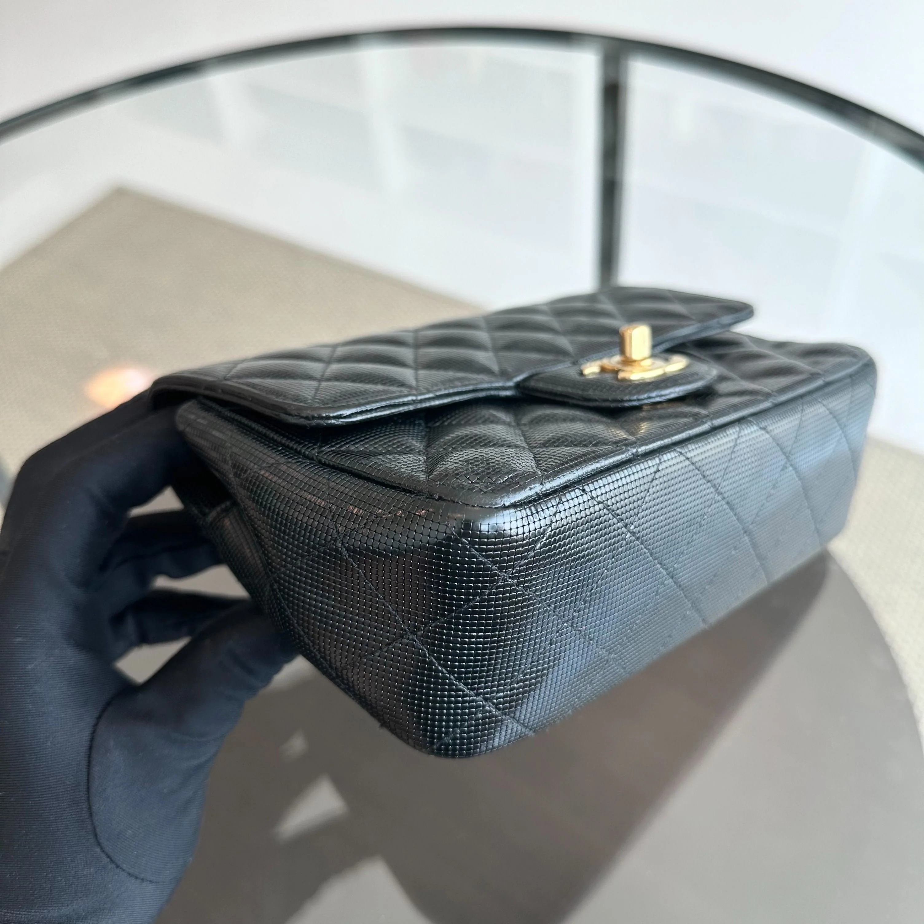 Chanel Mini Rectangular Classic Flap Pixel Effect Calfskin Cruise 2016 Black GHW No 21 - Best Luxury Designers