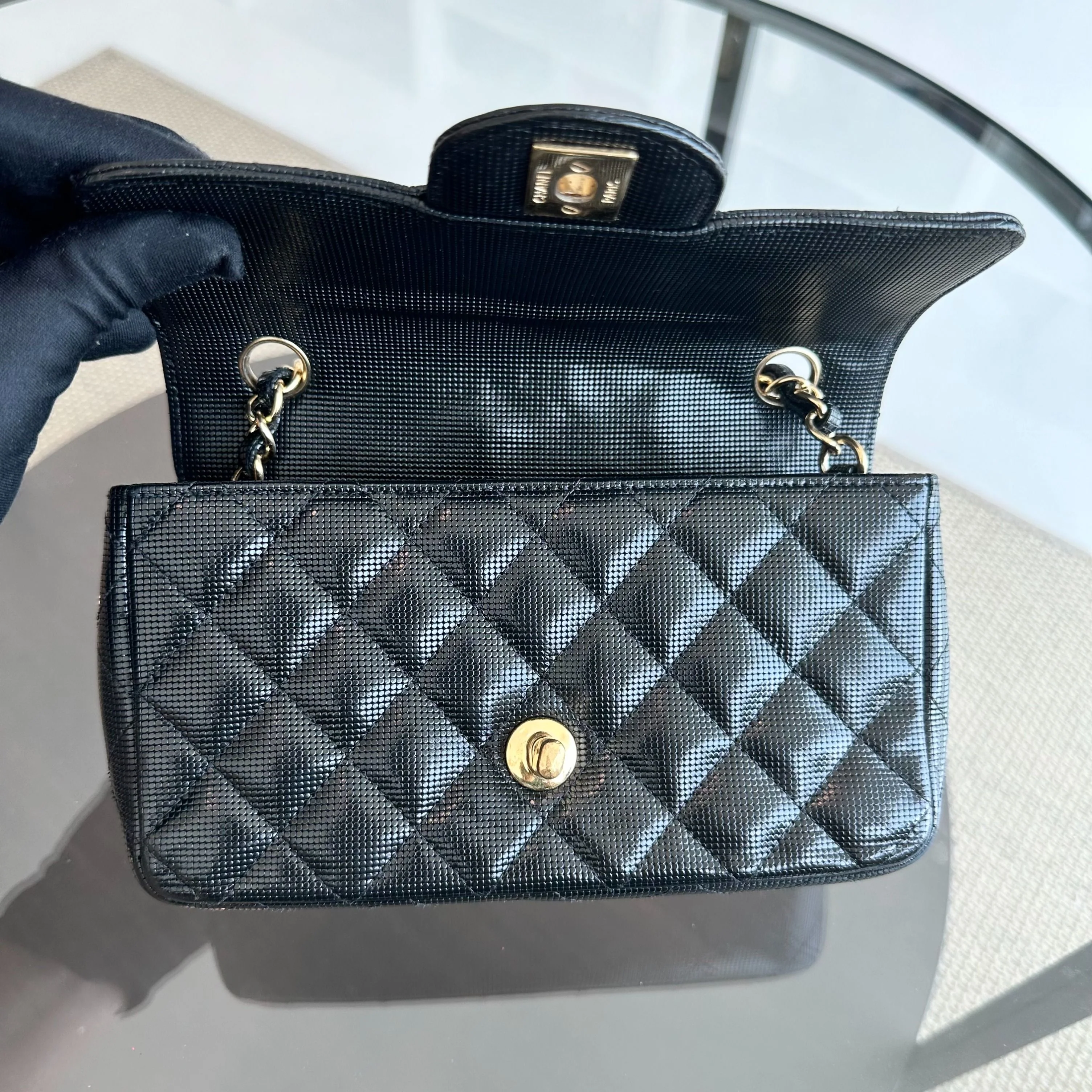Chanel Mini Rectangular Classic Flap Pixel Effect Calfskin Cruise 2016 Black GHW No 21 - Best Luxury Designers