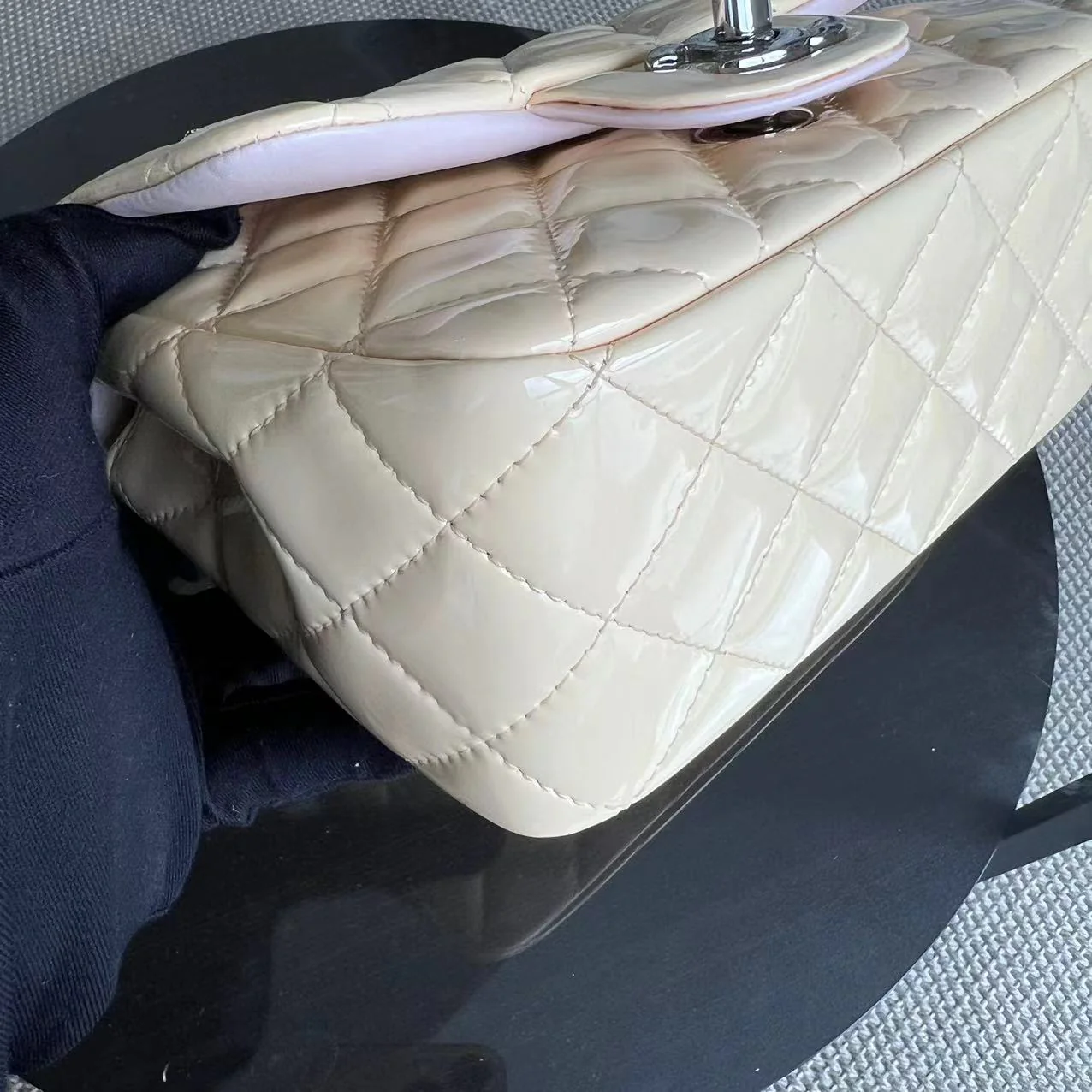 Chanel Mini Square Classic Flap Quilted Patent Calfskin Light Pink Yellow SHW No 17 - Best Luxury Designers