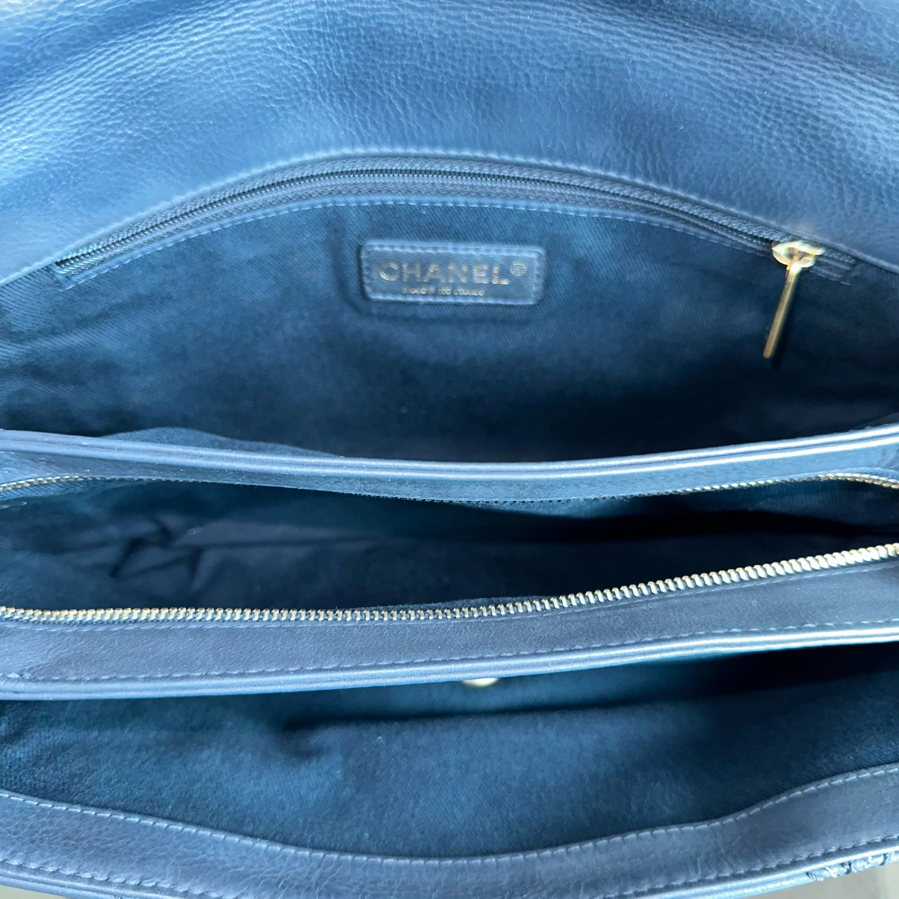 Chanel Seasonal Flap Iridescent Stitch Quilted Leather Bag Navy Blue GHW No 19 - Best Luxury Designers