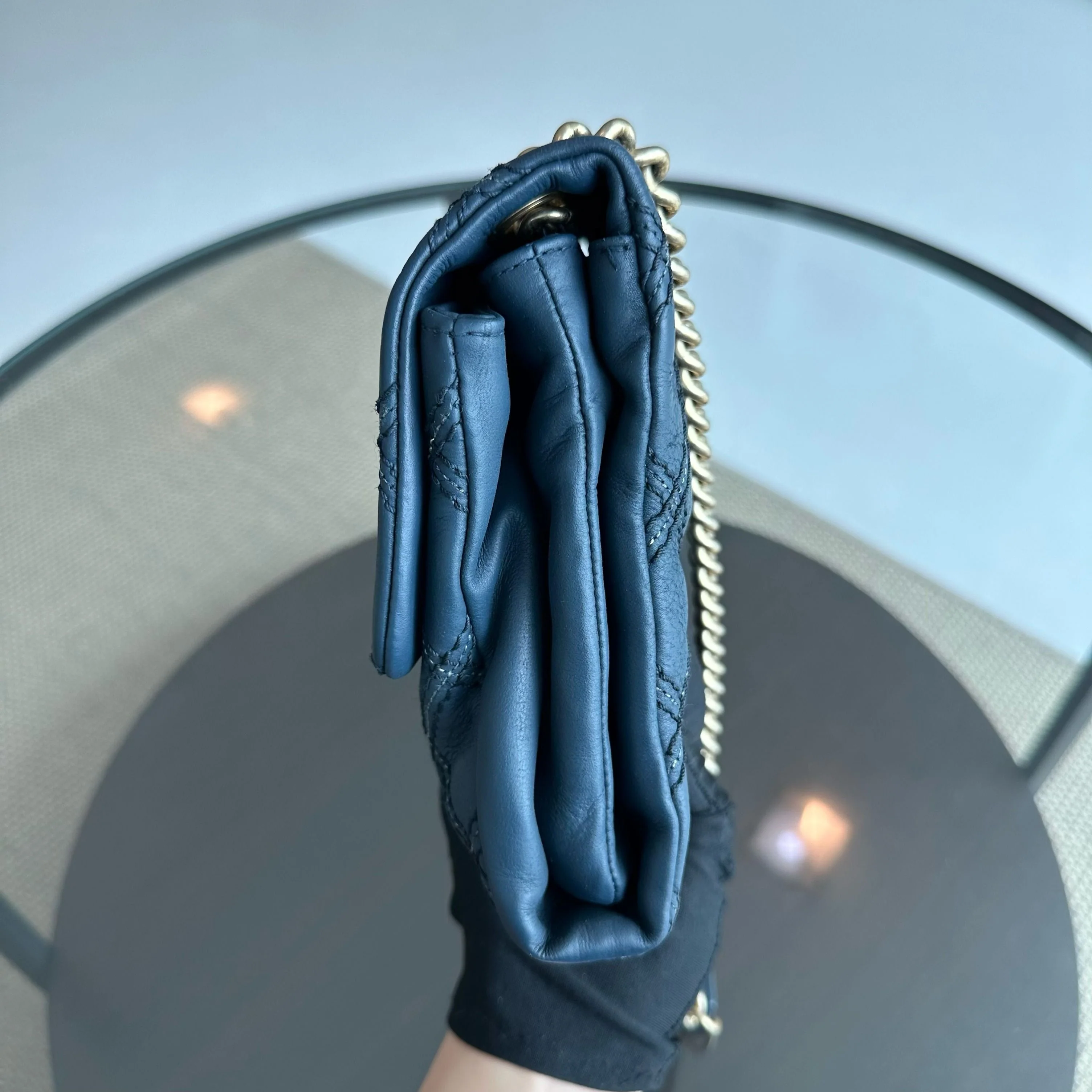 Chanel Seasonal Flap Iridescent Stitch Quilted Leather Bag Navy Blue GHW No 19 - Best Luxury Designers