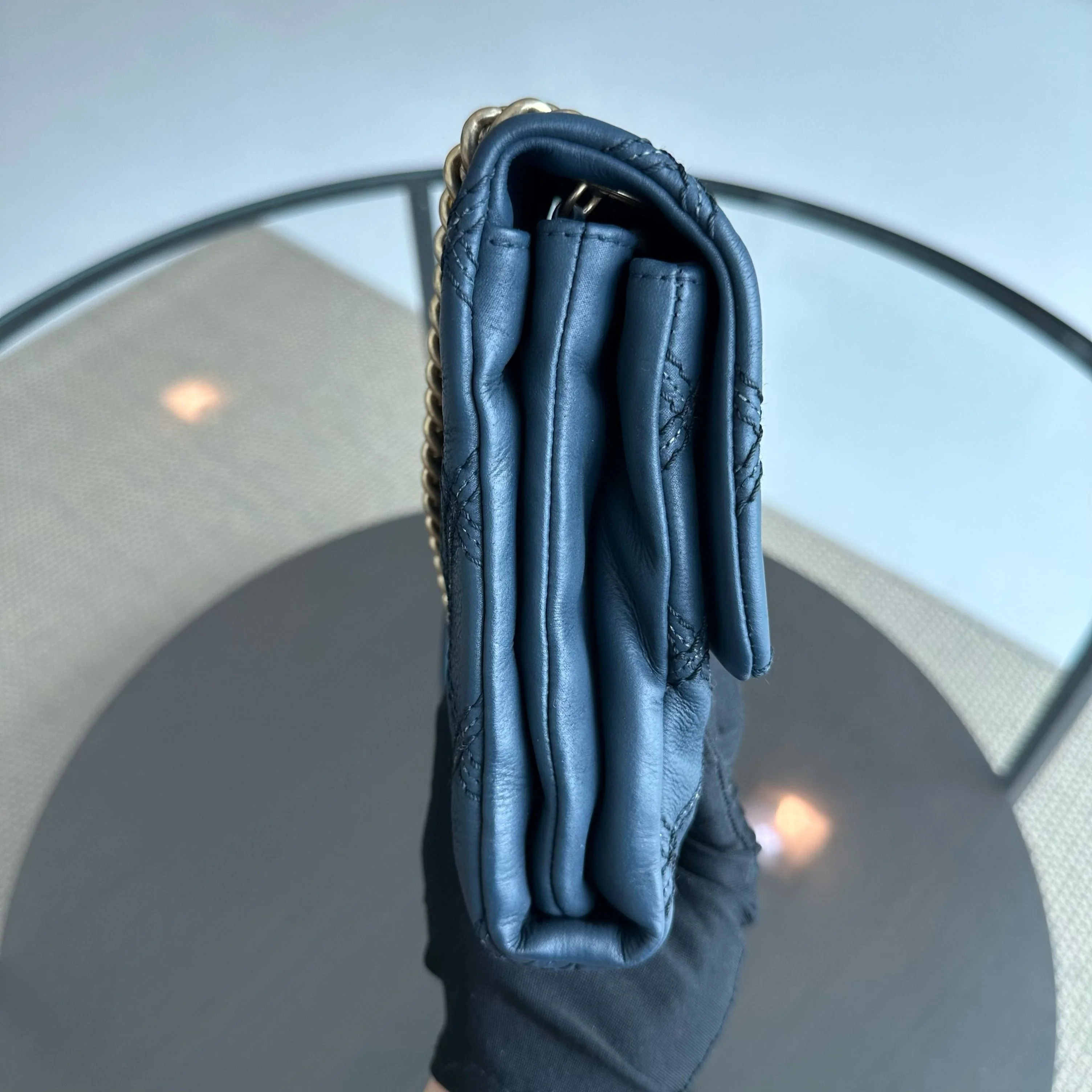 Chanel Seasonal Flap Iridescent Stitch Quilted Leather Bag Navy Blue GHW No 19 - Best Luxury Designers