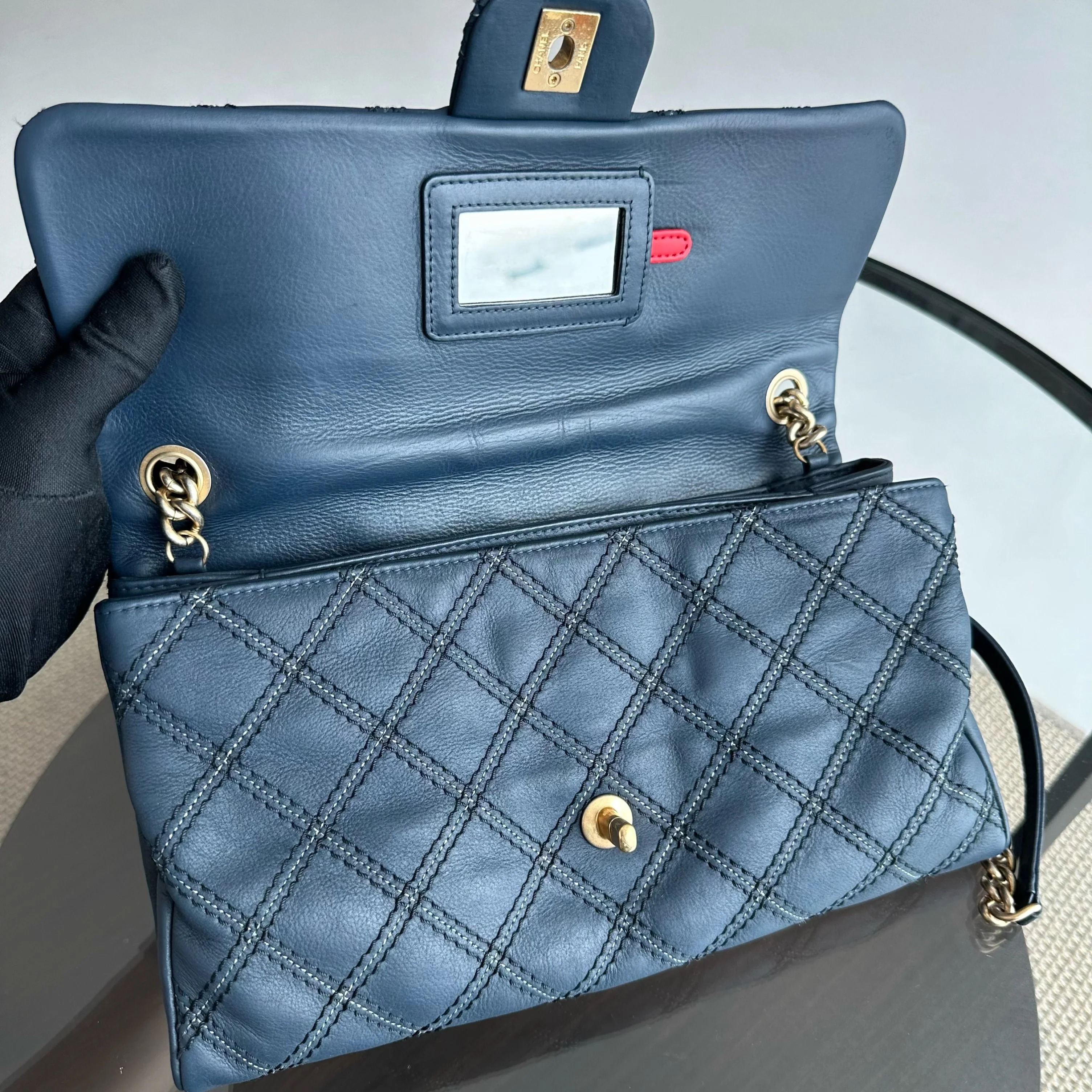 Chanel Seasonal Flap Iridescent Stitch Quilted Leather Bag Navy Blue GHW No 19 - Best Luxury Designers