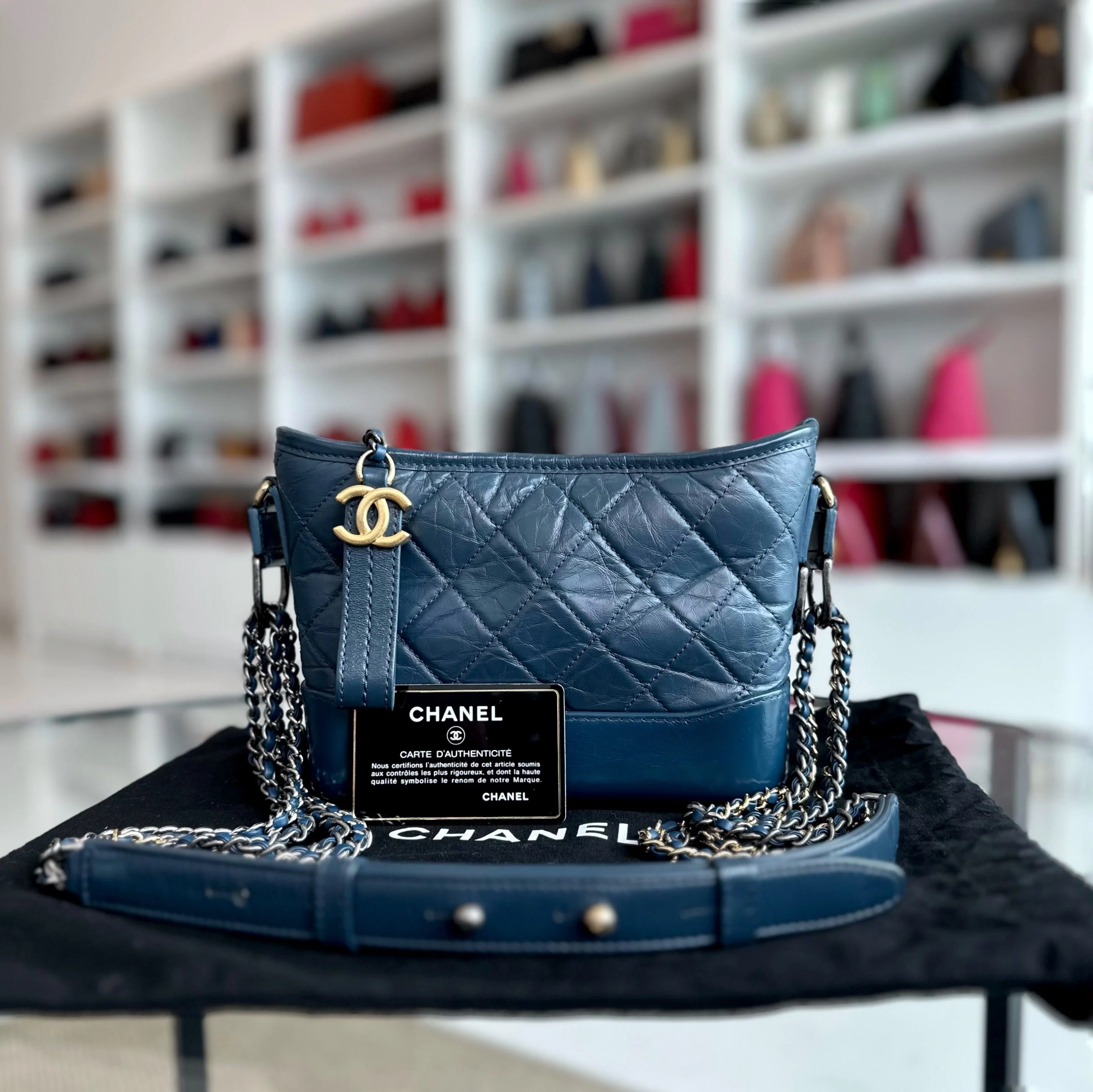 Chanel Small Gabrielle Hobo Calfskin Dark Blue GHW No 26 - Best Luxury Designers
