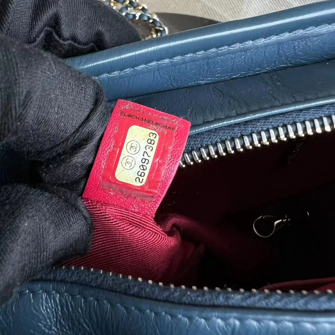 Chanel Small Gabrielle Hobo Chevron Calfskin Blue Two-Tone Hardware No 26 - Best Luxury Designers