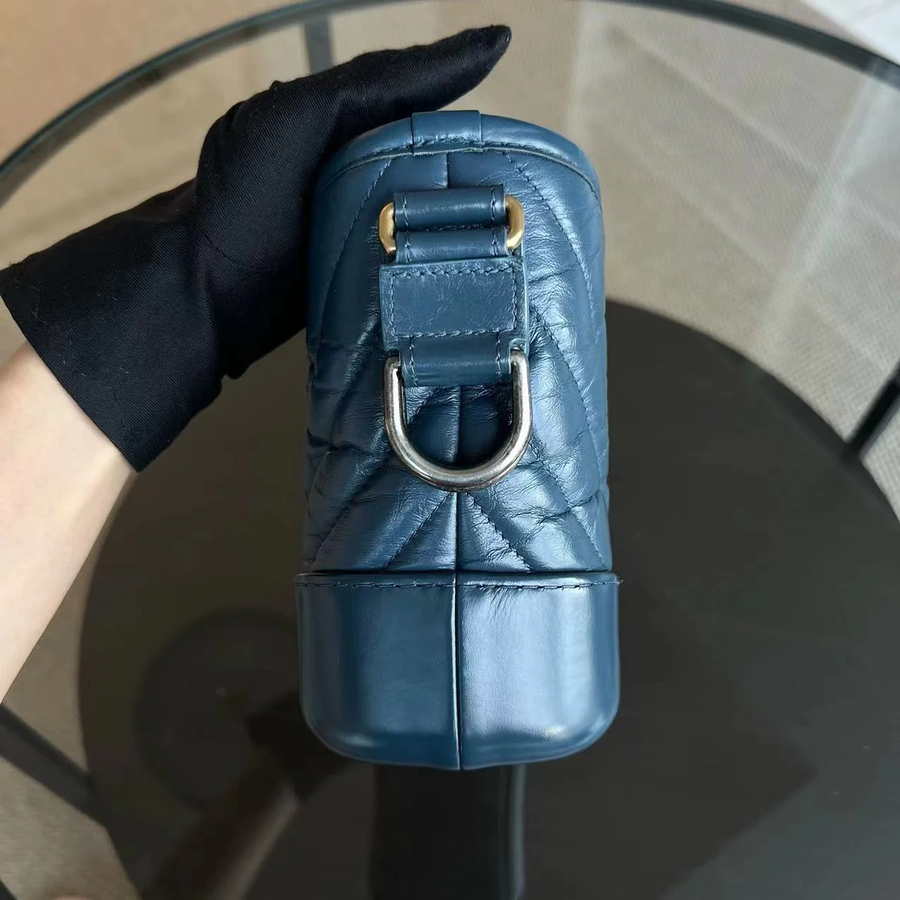 Chanel Small Gabrielle Hobo Chevron Calfskin Blue Two-Tone Hardware No 26 - Best Luxury Designers