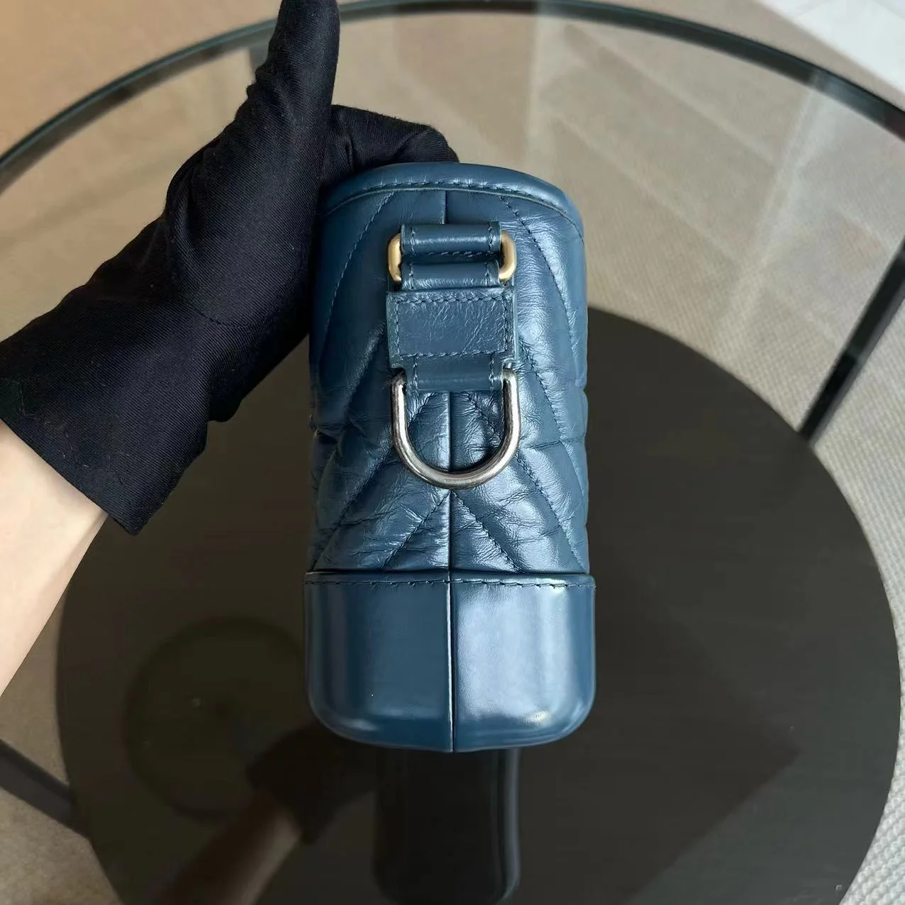 Chanel Small Gabrielle Hobo Chevron Calfskin Blue Two-Tone Hardware No 26 - Best Luxury Designers