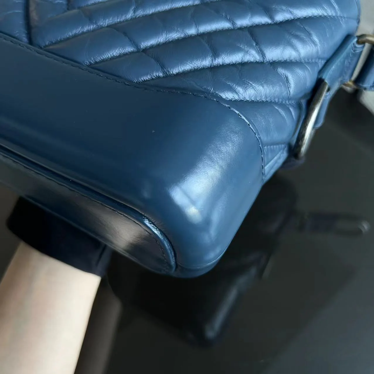 Chanel Small Gabrielle Hobo Chevron Calfskin Blue Two-Tone Hardware No 26 - Best Luxury Designers