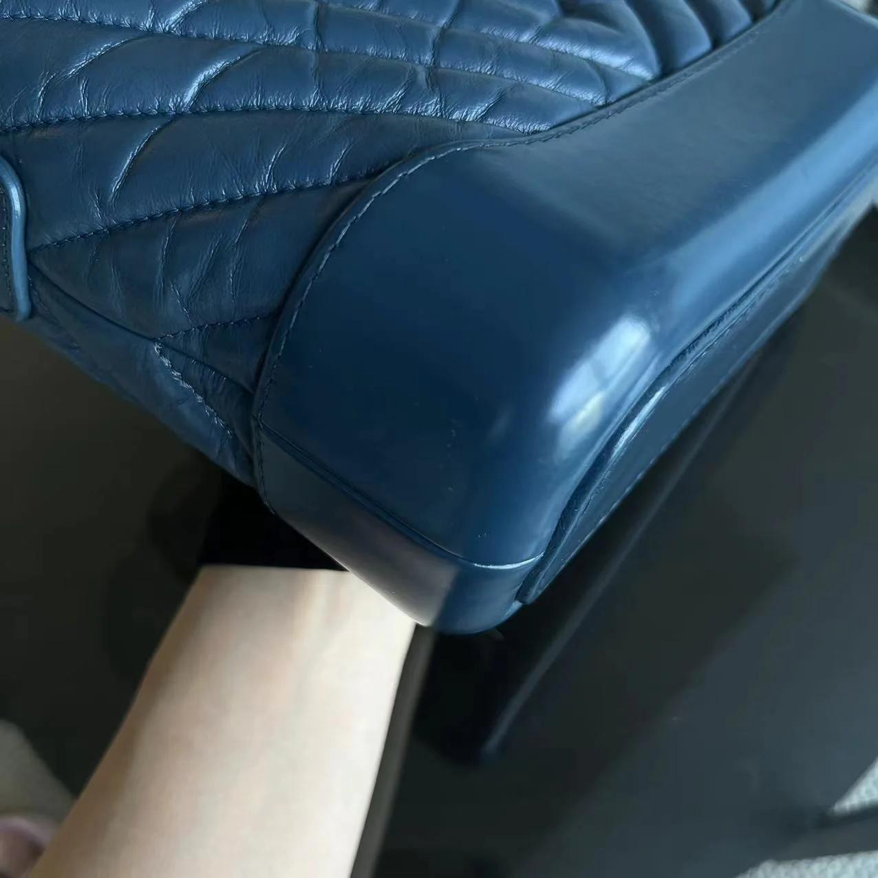 Chanel Small Gabrielle Hobo Chevron Calfskin Blue Two-Tone Hardware No 26 - Best Luxury Designers