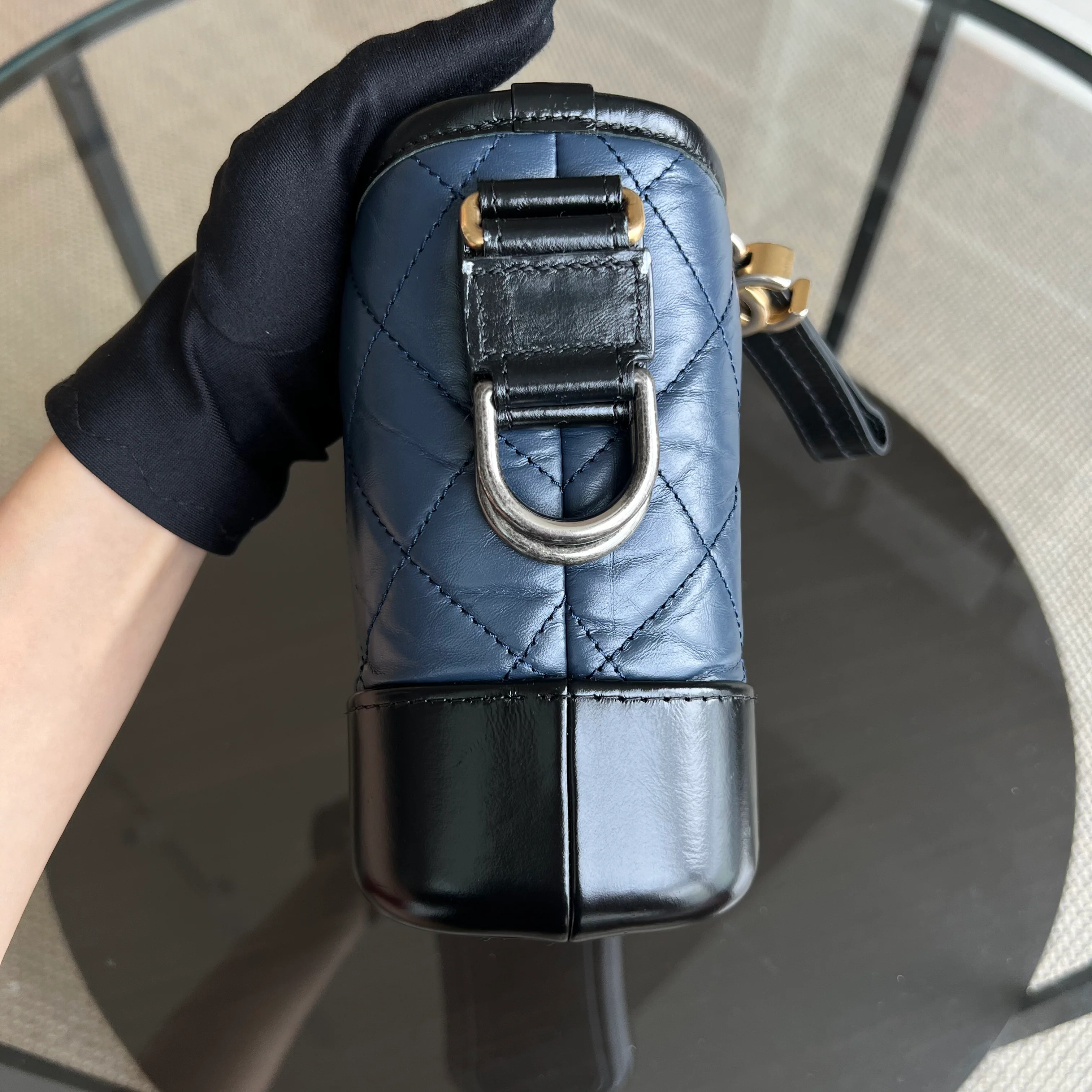 Chanel Small Gabrielle Hobo Quilted Calfskin Dark Blue Black Two-Tone Hardware - Best Luxury Designers