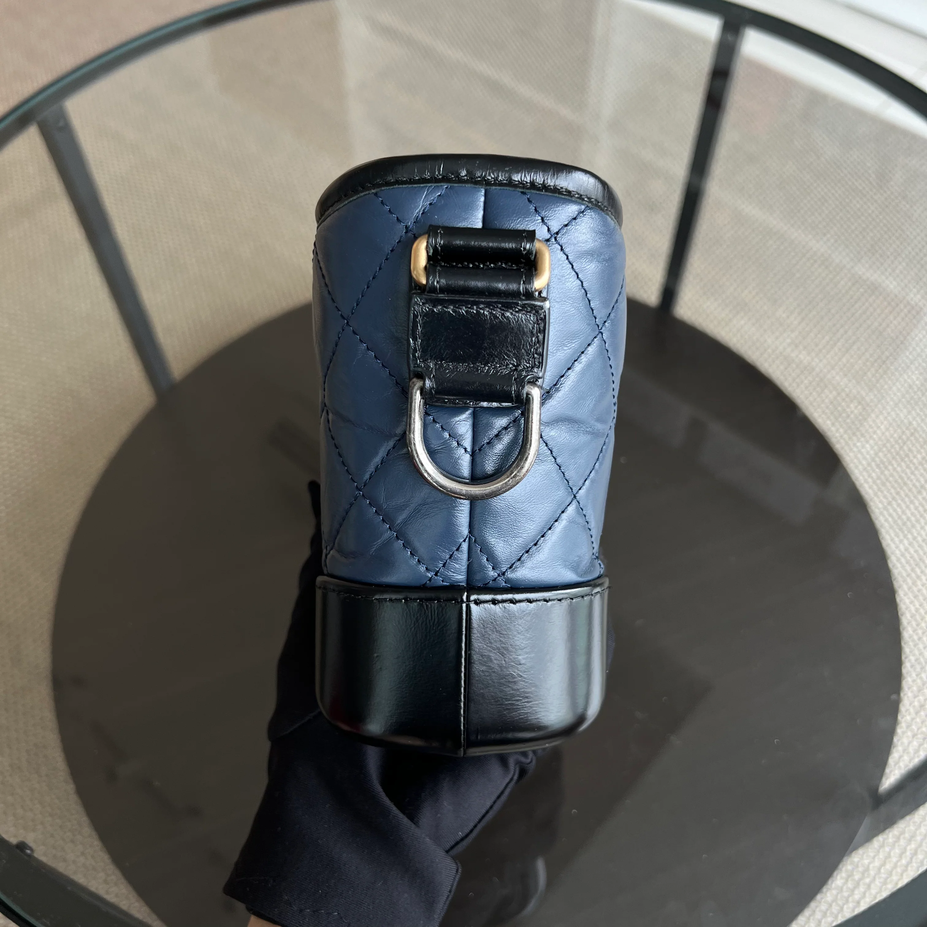 Chanel Small Gabrielle Hobo Quilted Calfskin Dark Blue Black Two-Tone Hardware - Best Luxury Designers