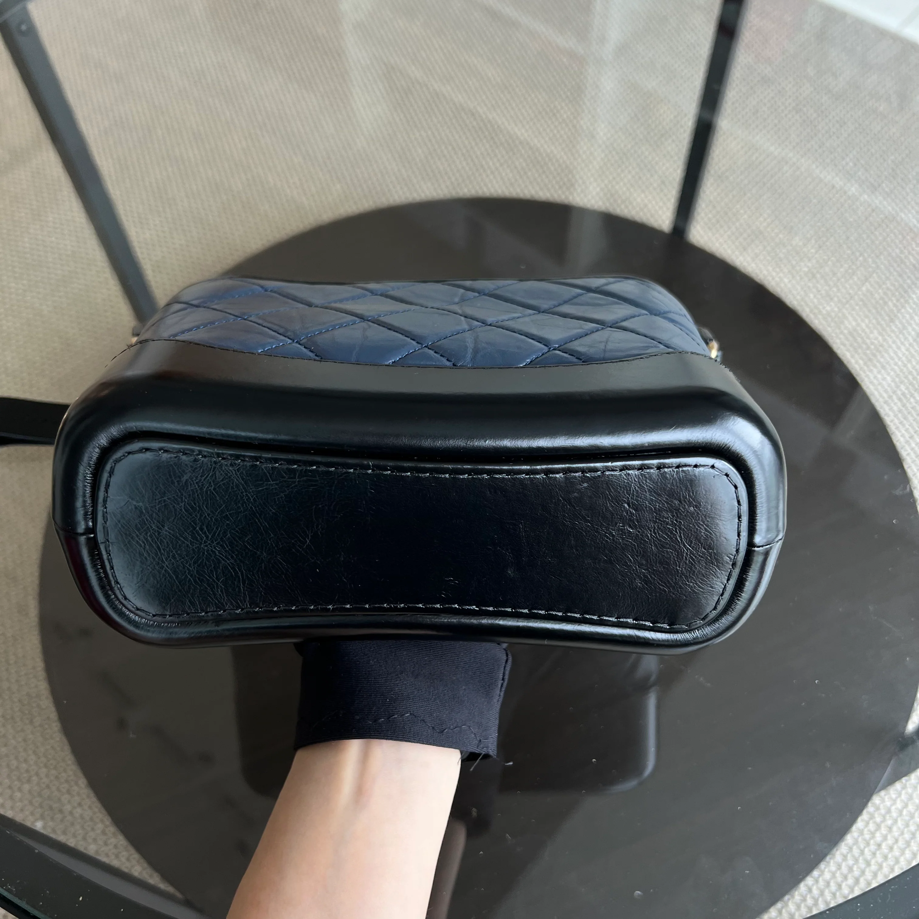 Chanel Small Gabrielle Hobo Quilted Calfskin Dark Blue Black Two-Tone Hardware - Best Luxury Designers