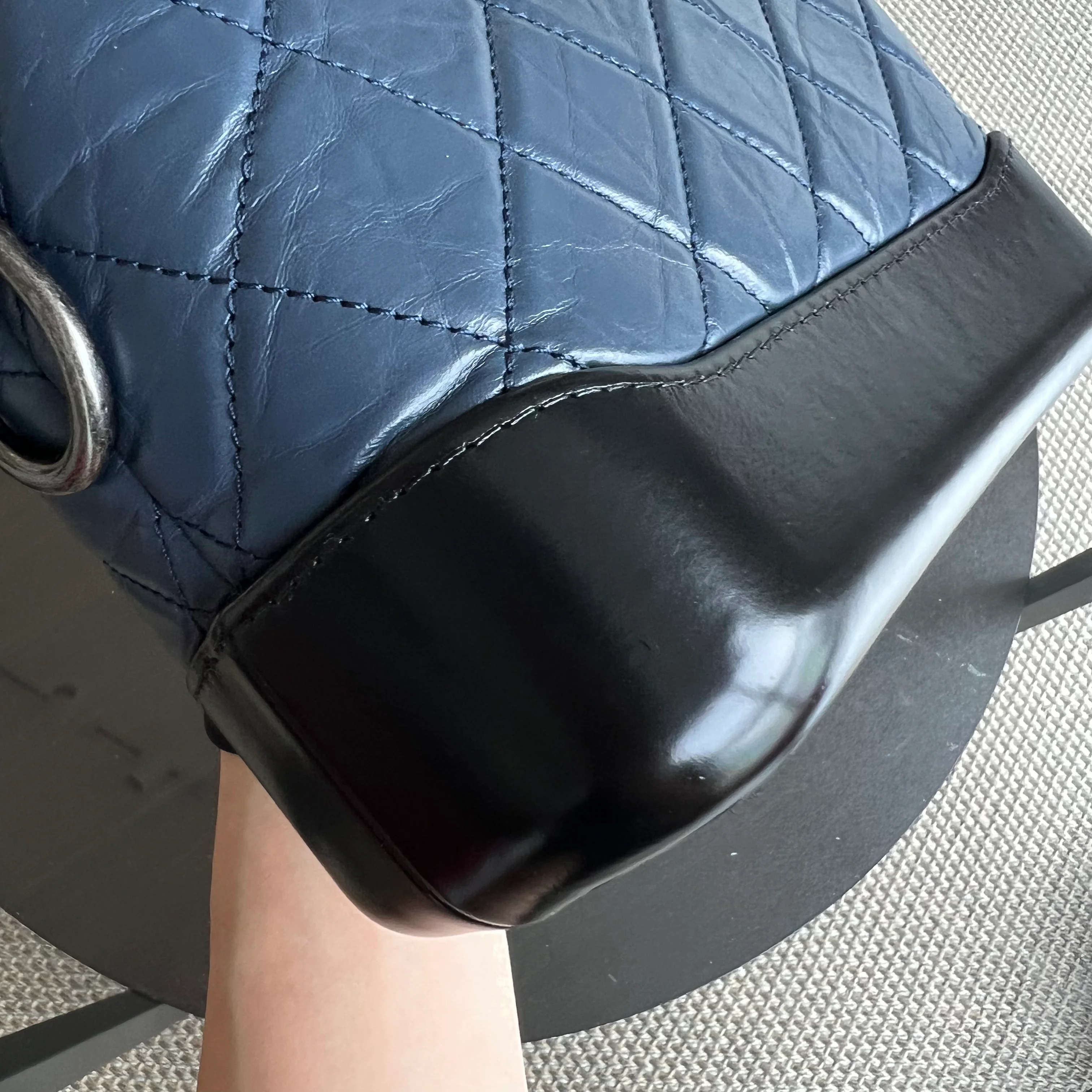 Chanel Small Gabrielle Hobo Quilted Calfskin Dark Blue Black Two-Tone Hardware - Best Luxury Designers