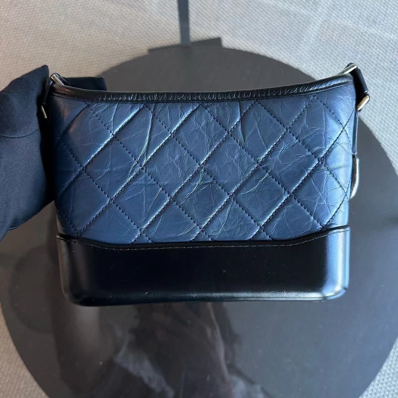 Chanel Small Gabrielle Hobo Quilted Calfskin Dark Blue Black Two-Tone Hardware No 26 - Best Luxury Designers
