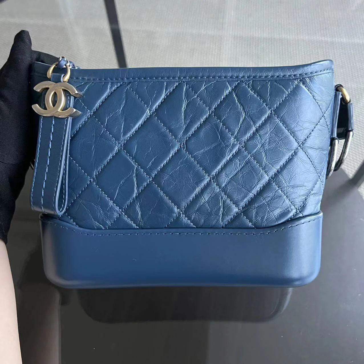 Chanel Small Gabrielle Hobo Quilted Calfskin Dark Blue Blue Two-Tone Hardware Series 24 - Best Luxury Designers