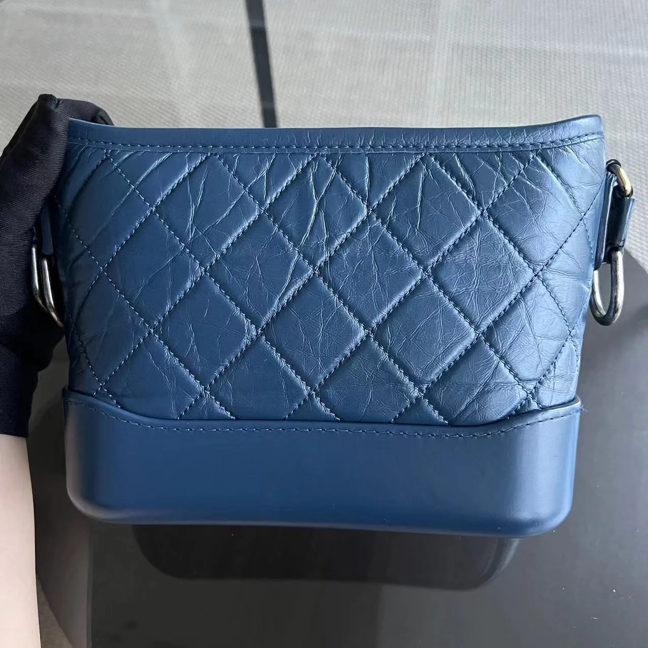 Chanel Small Gabrielle Hobo Quilted Calfskin Dark Blue Blue Two-Tone Hardware Series 24 - Best Luxury Designers