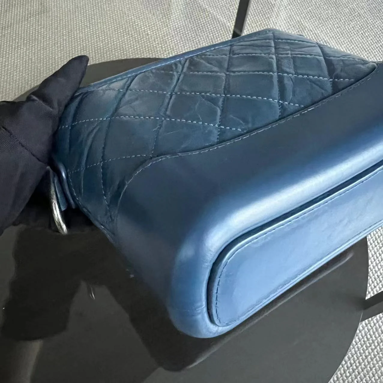 Chanel Small Gabrielle Hobo Quilted Calfskin Dark Blue Blue Two-Tone Hardware Series 24 - Best Luxury Designers