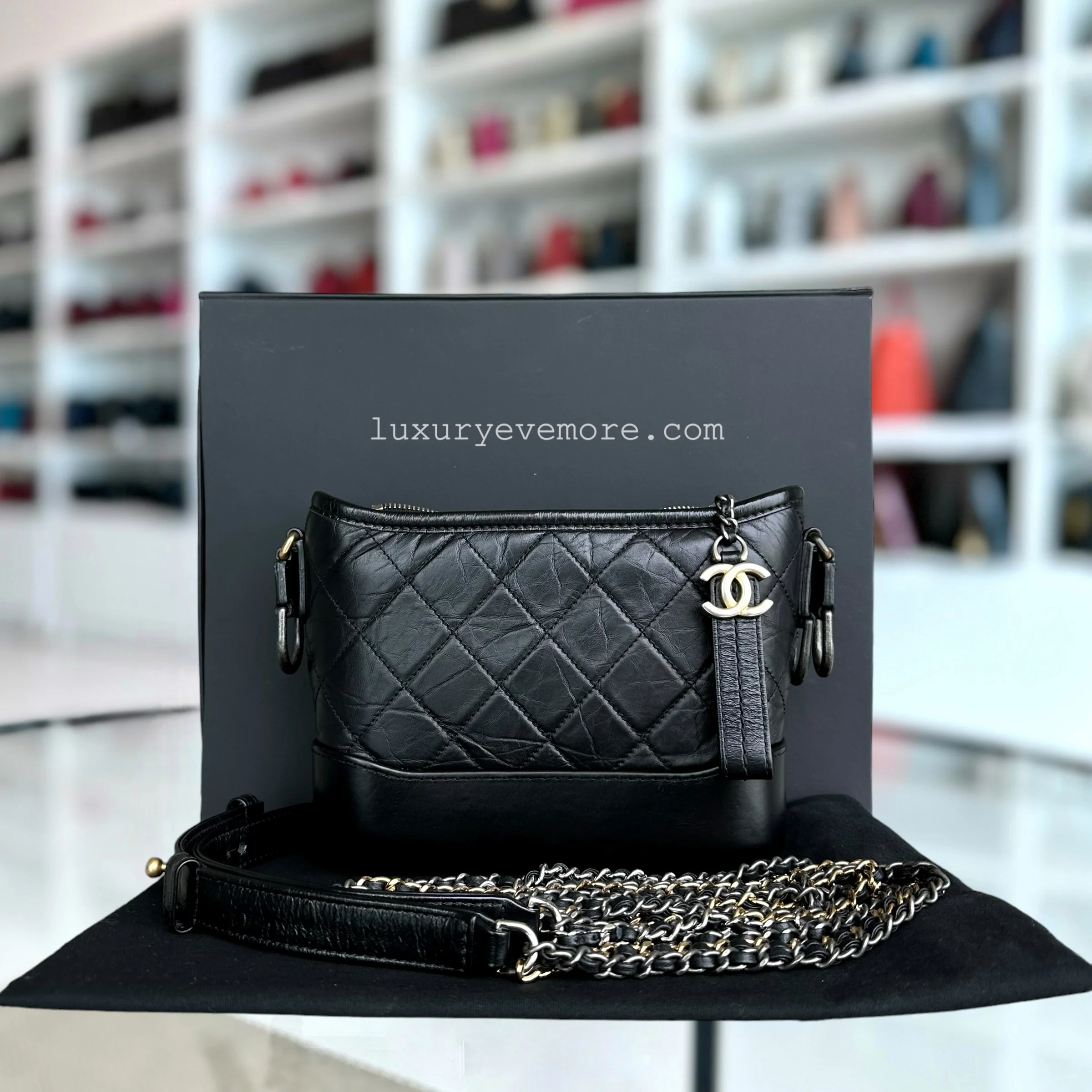 Chanel Small Gabrielle Quilted Calfskin Black Two-Tone Hardware Series 24 - Best Luxury Designers
