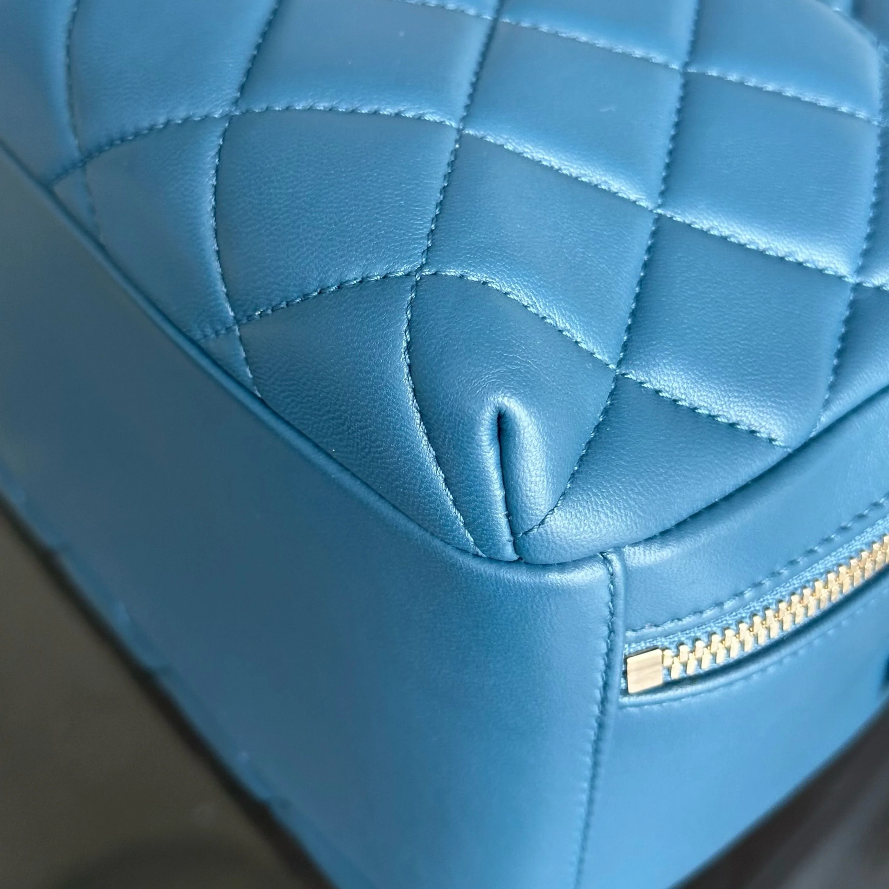 Chanel Trendy CC Quilted Lambskin Bowling Camera Bag Dark Blue SHW No 23 - Best Luxury Designers