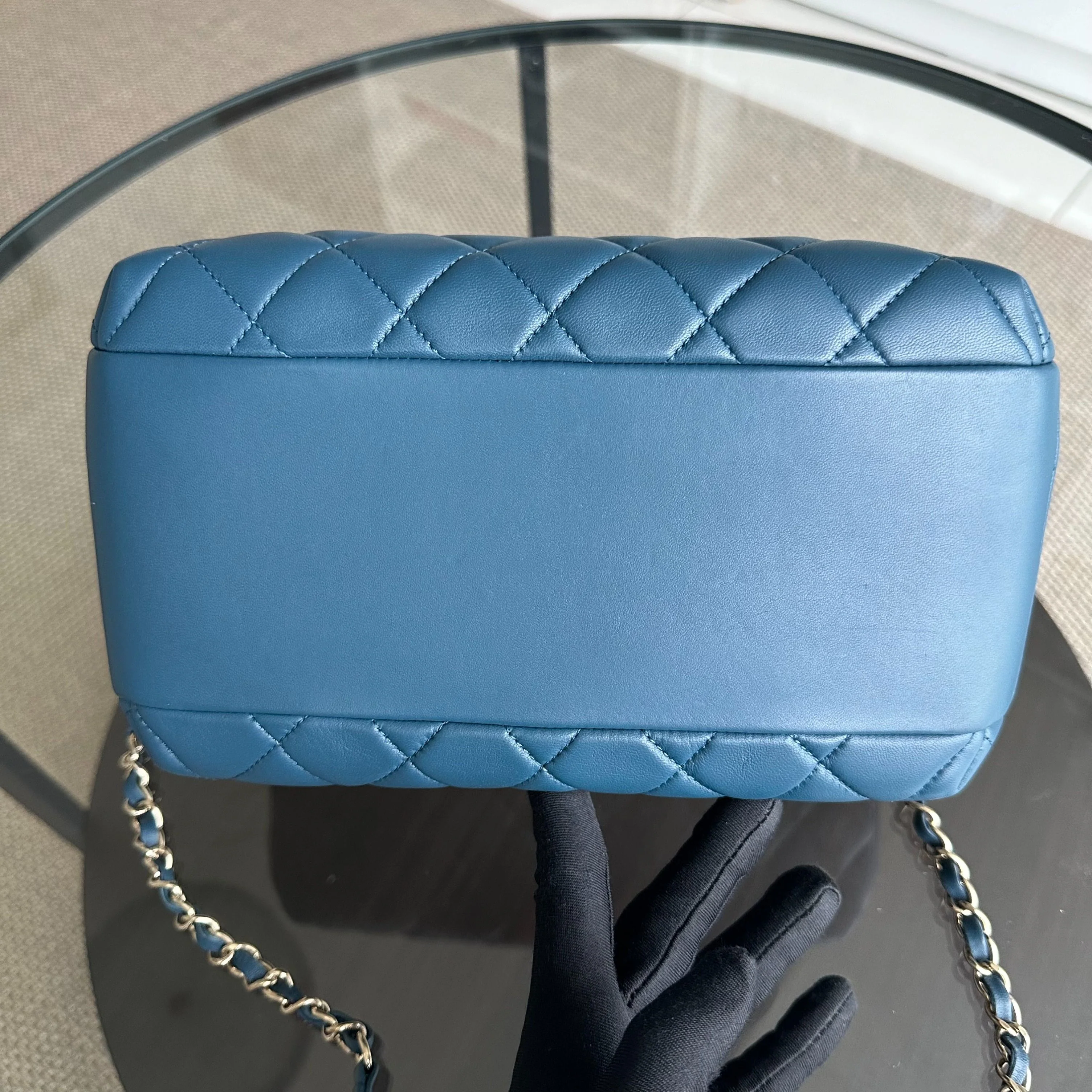 Chanel Trendy CC Quilted Lambskin Bowling Camera Bag Dark Blue SHW No 23 - Best Luxury Designers