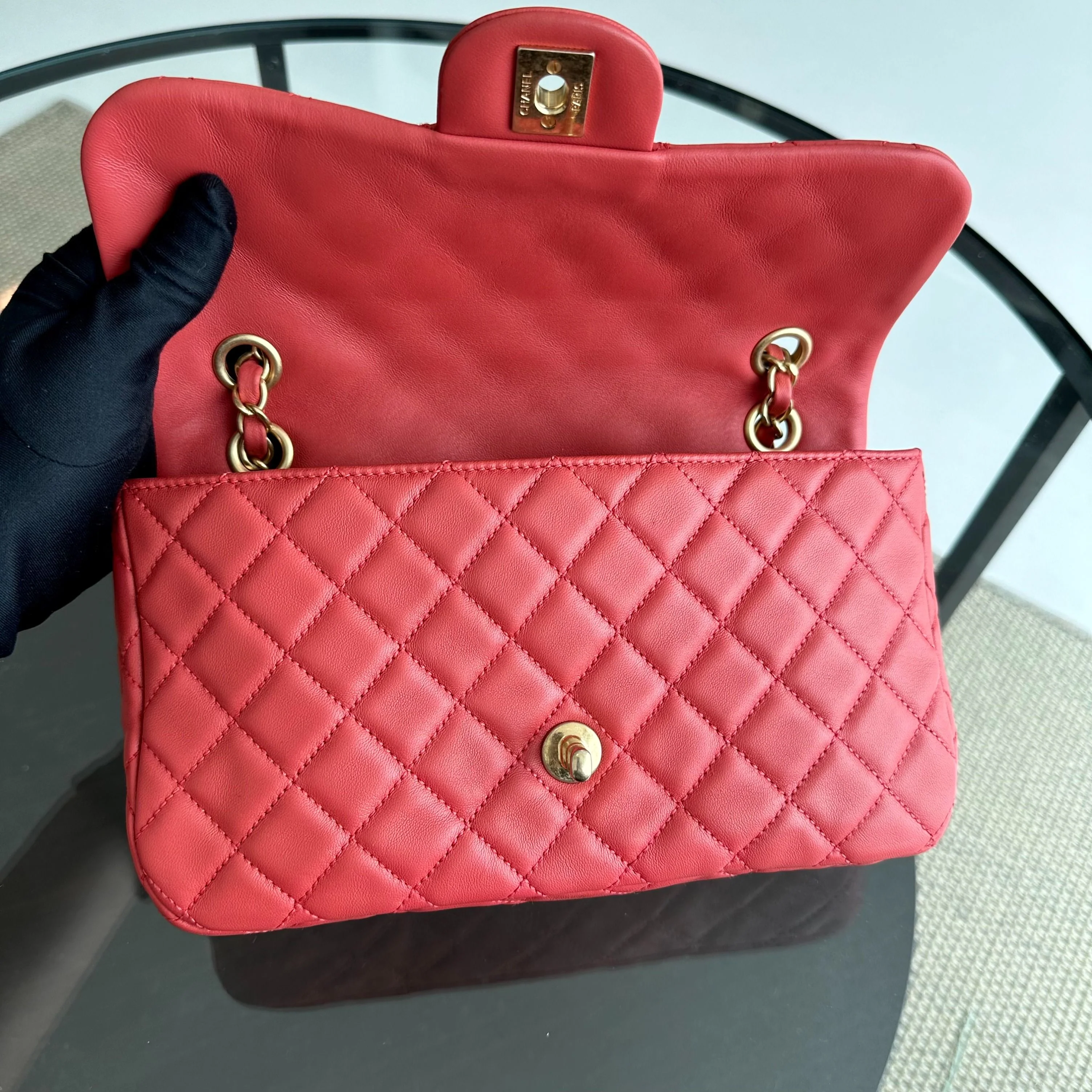 Chanel Valentine Seasonal Flap Medium Timeless Lambskin Red Pink GHW No 14 - Best Luxury Designers