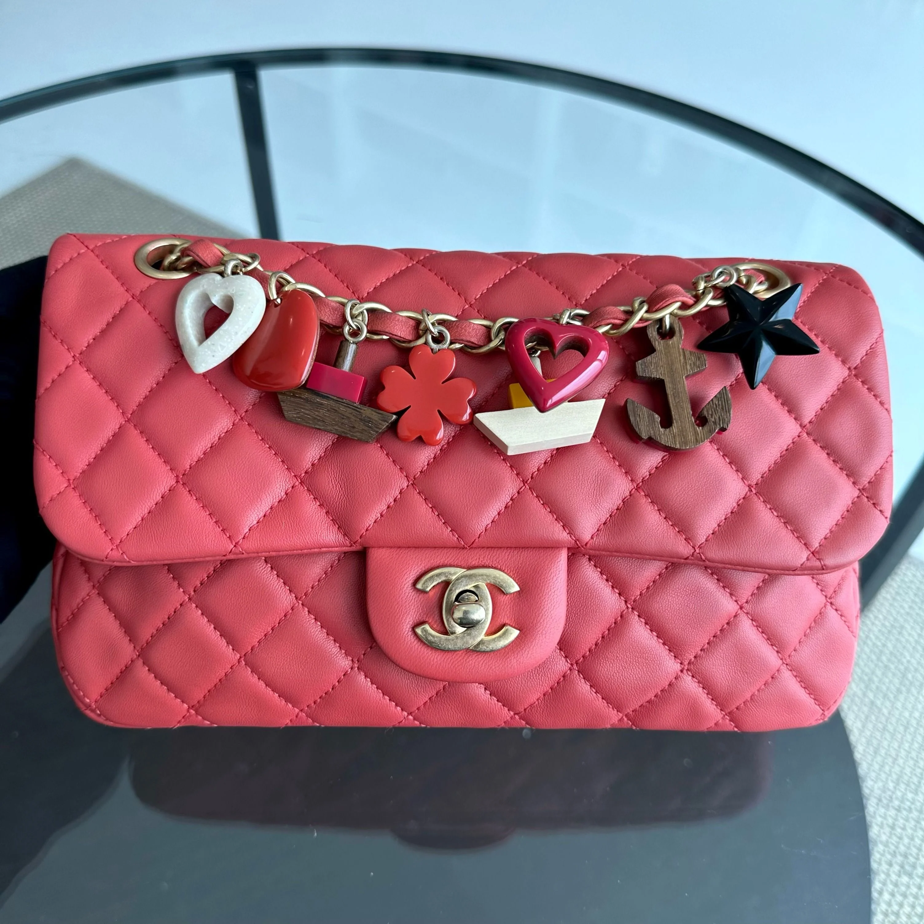 Chanel Valentine Seasonal Flap Medium Timeless Lambskin Red Pink GHW No 14 - Best Luxury Designers