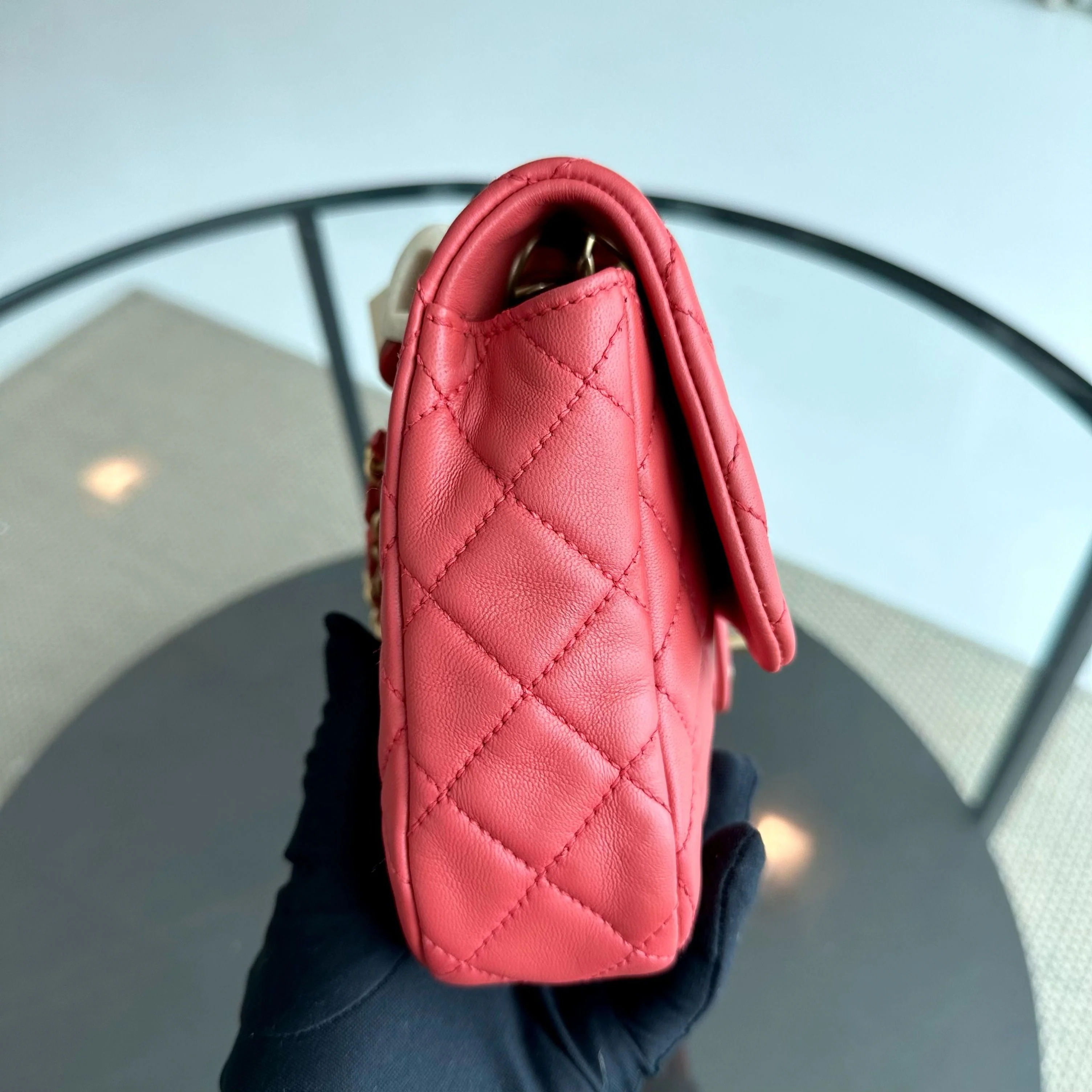 Chanel Valentine Seasonal Flap Medium Timeless Lambskin Red Pink GHW No 14 - Best Luxury Designers