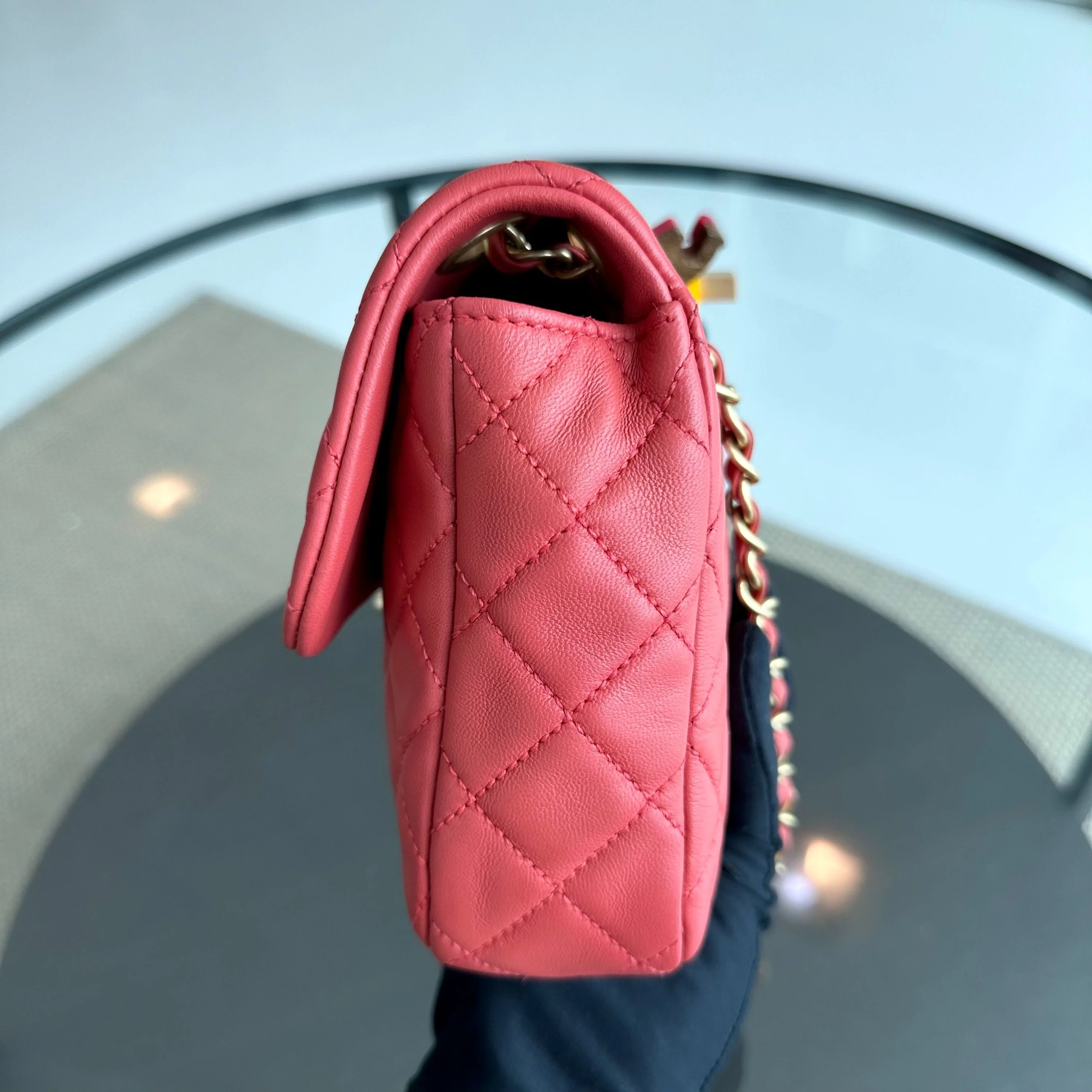 Chanel Valentine Seasonal Flap Medium Timeless Lambskin Red Pink GHW No 14 - Best Luxury Designers
