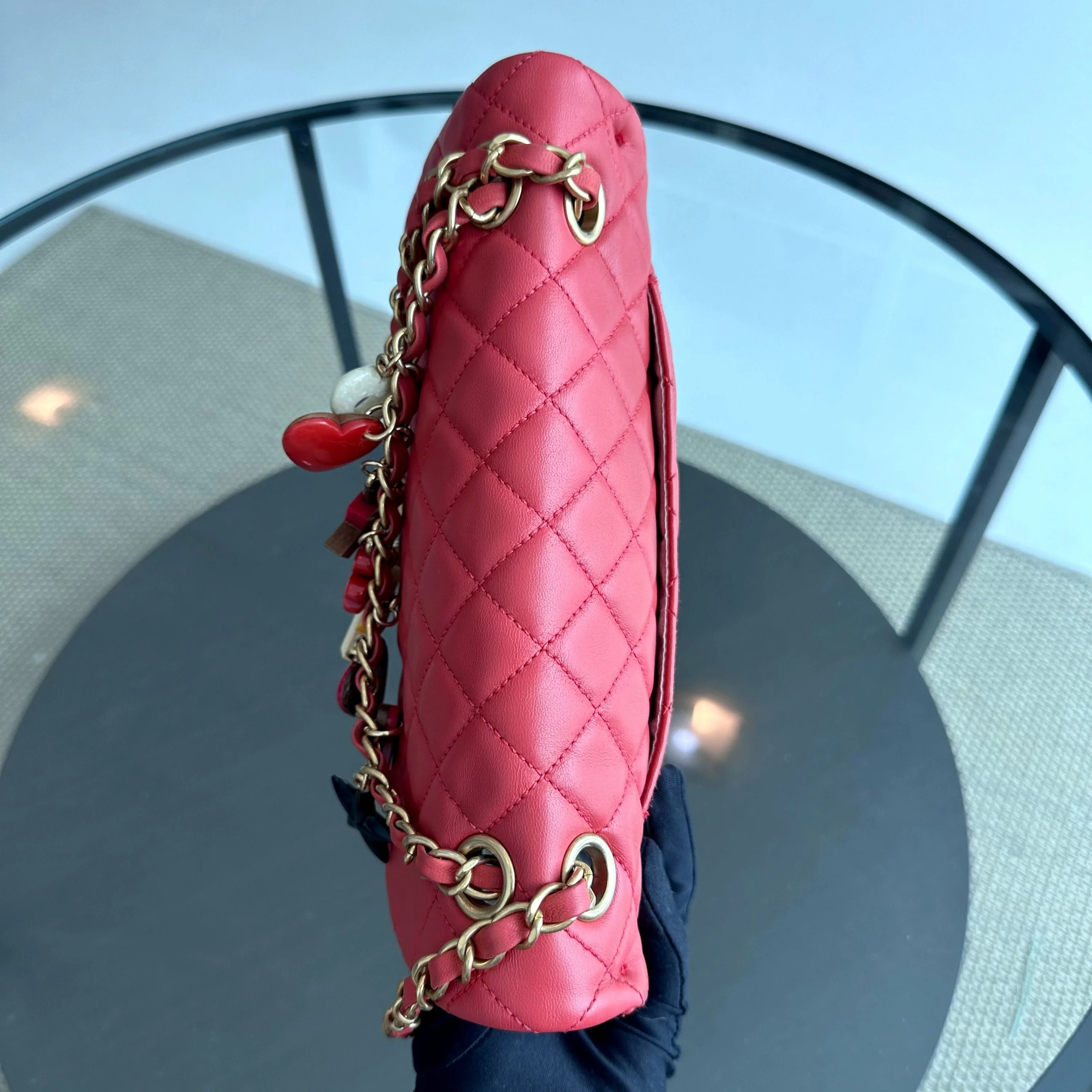 Chanel Valentine Seasonal Flap Medium Timeless Lambskin Red Pink GHW No 14 - Best Luxury Designers