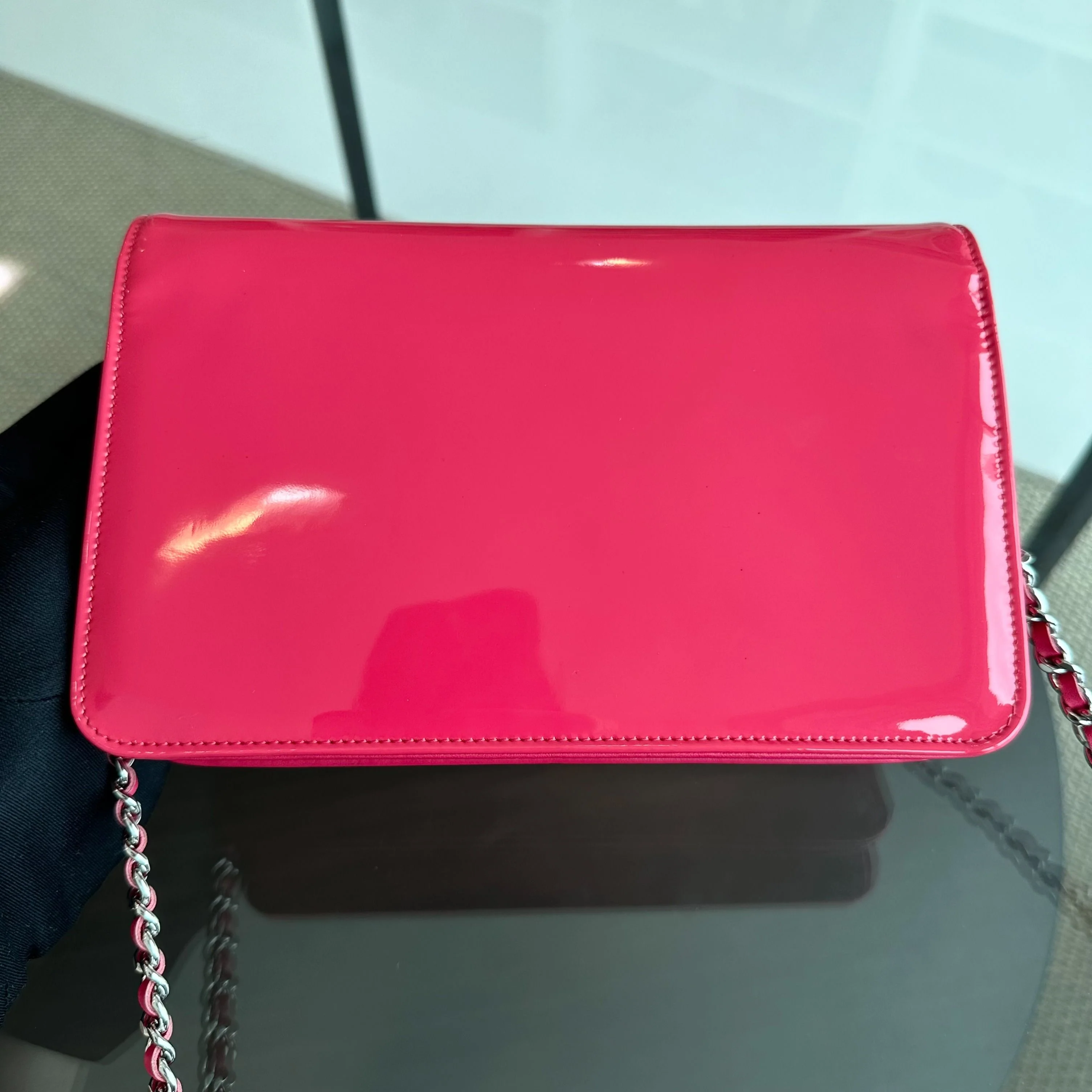Chanel WOC Wallet On Chain CC Patent Leather Pink No 17 - Best Luxury Designers