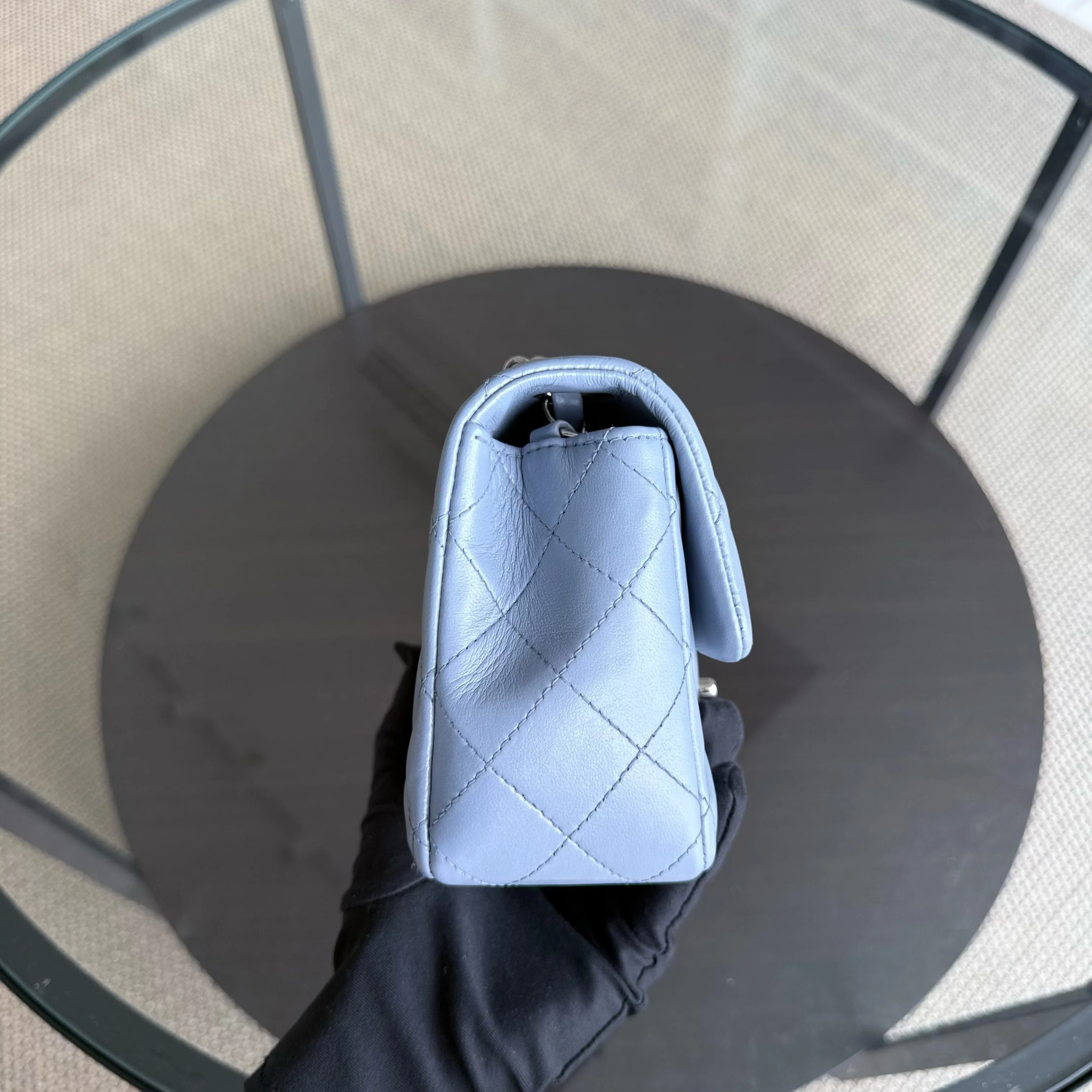 Chanel Classic Flap Mini - 20CM Quilted Lambskin Blue Silver Hardware Series 16