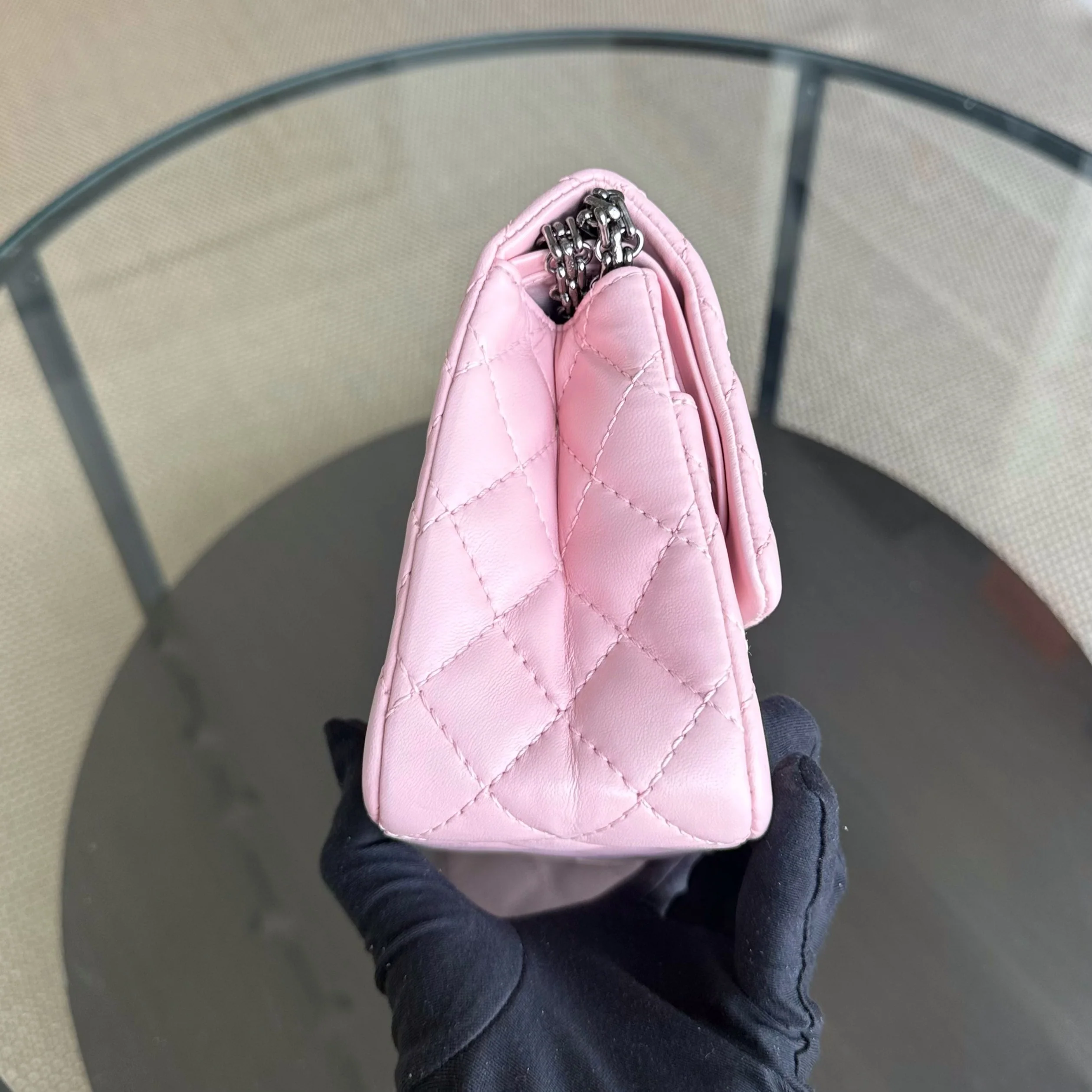 Chanel 2.55 Reissue 225 - 24CM Quilted Lambskin Sakura Light Pink Black Hardware Series 13