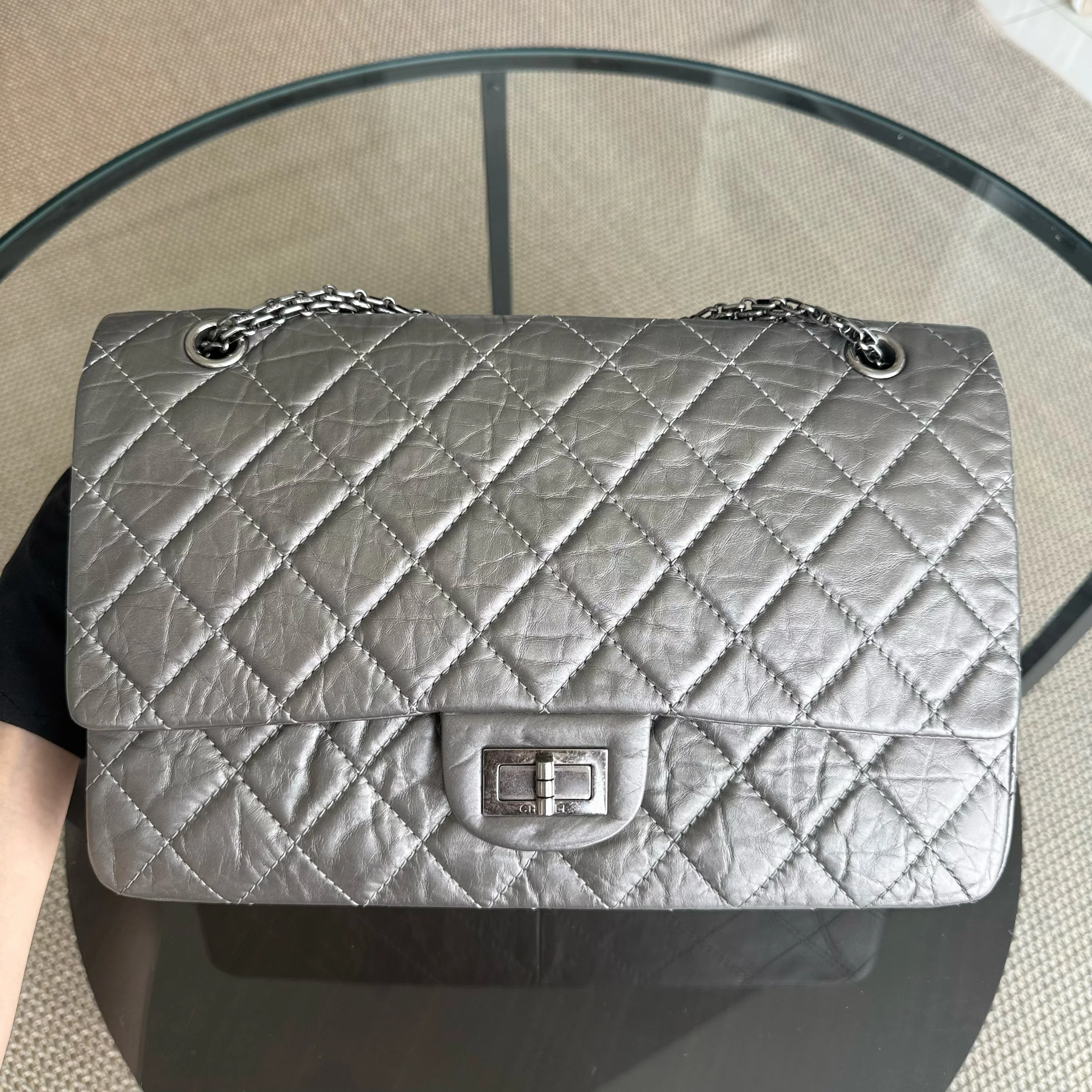 Chanel 2.55 Reissue 227 Large - Quilted Aged Calfskin Silver Ruthenium Silver Hardware Series 14