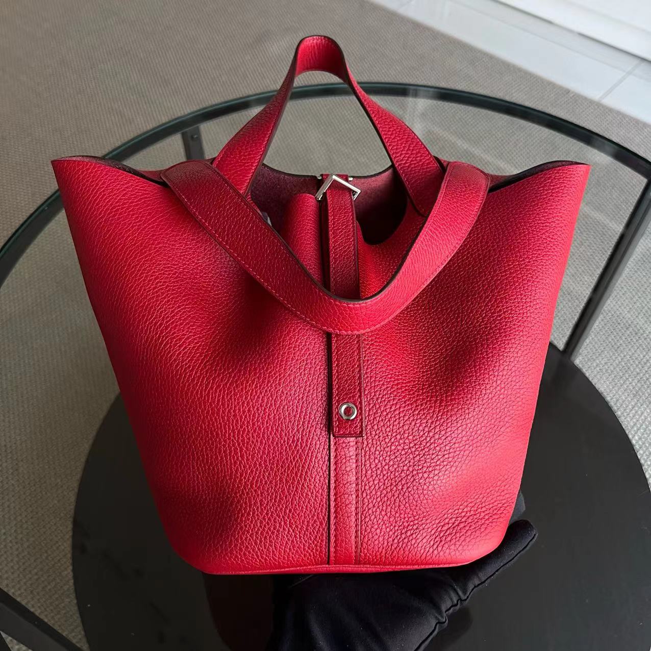 Hermes Picotin 22 - Clemence Red Silver Hardware