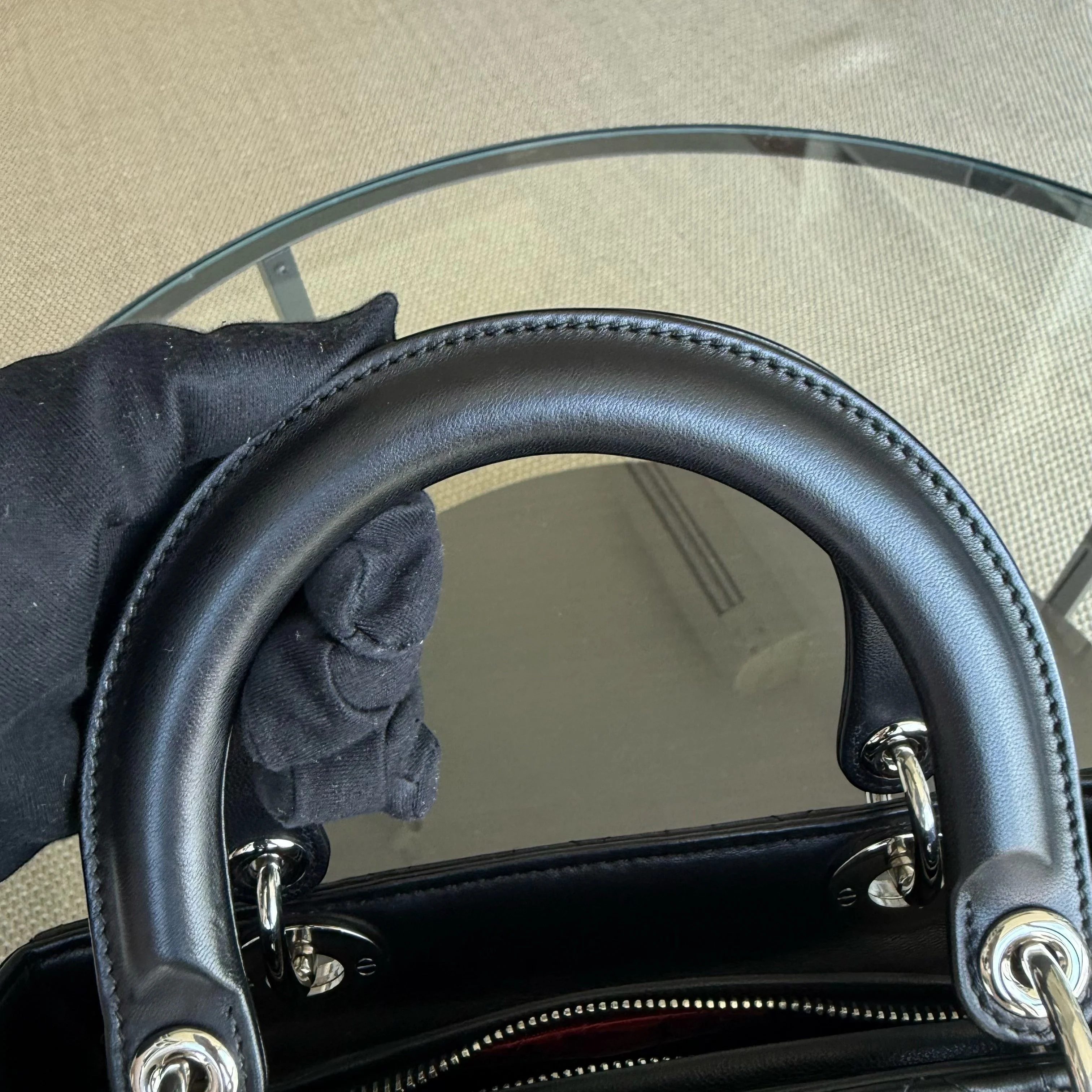 Dior Lady Medium - Cannage Lambskin Black Silver Hardware