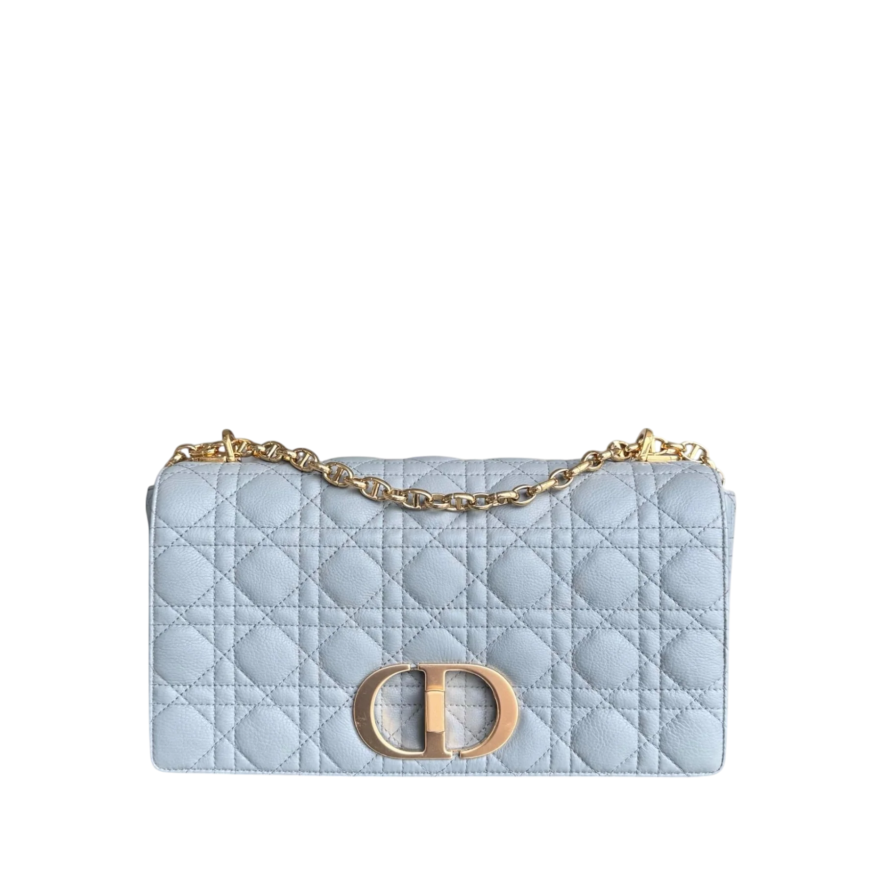 Dior Caro Large - Cannage Calfskin Grey Gray Gold Hardware