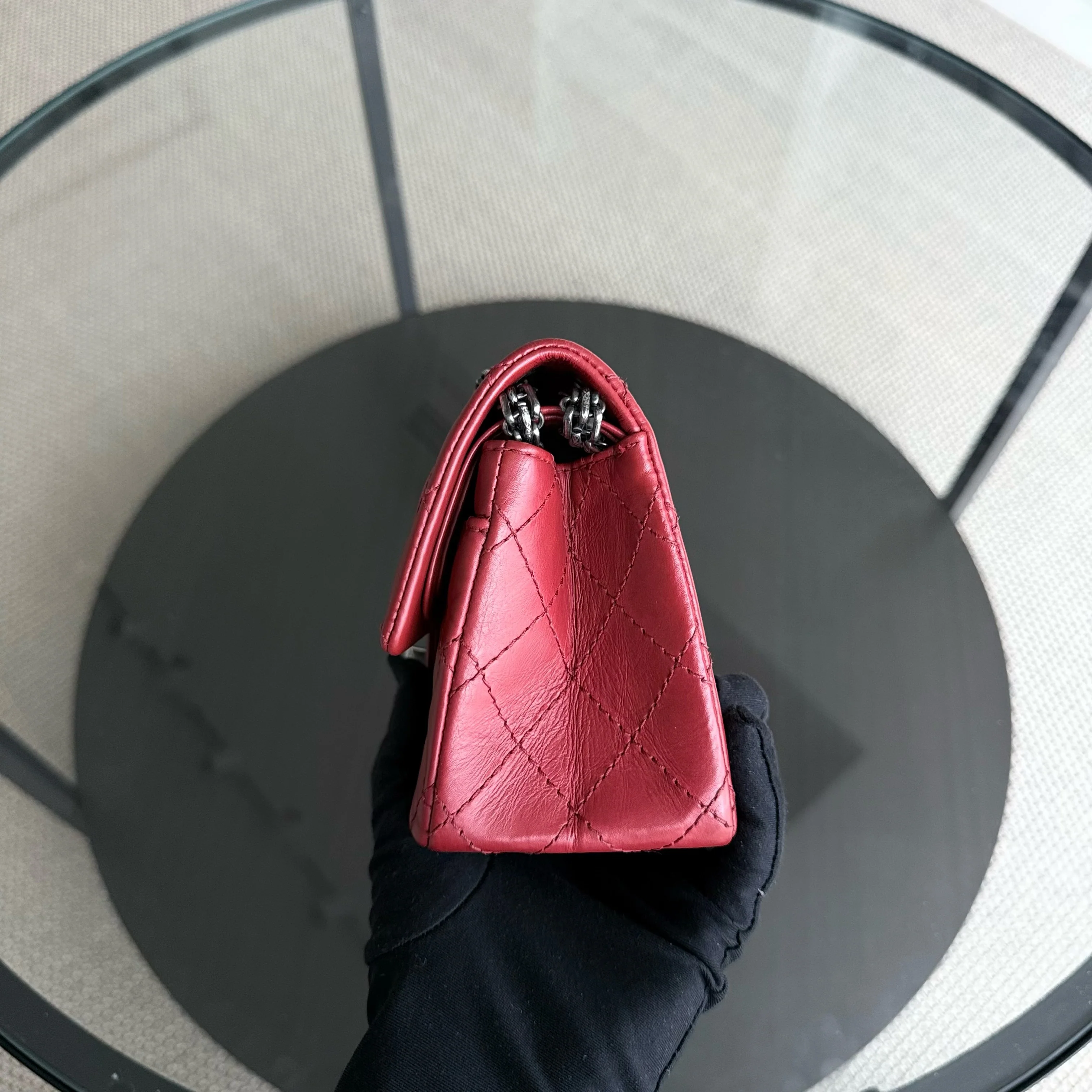 Chanel 2.55 Reissue Mini - 20CM Quilted Aged Calfskin Red Ruthenium Silver Hardware Series 16