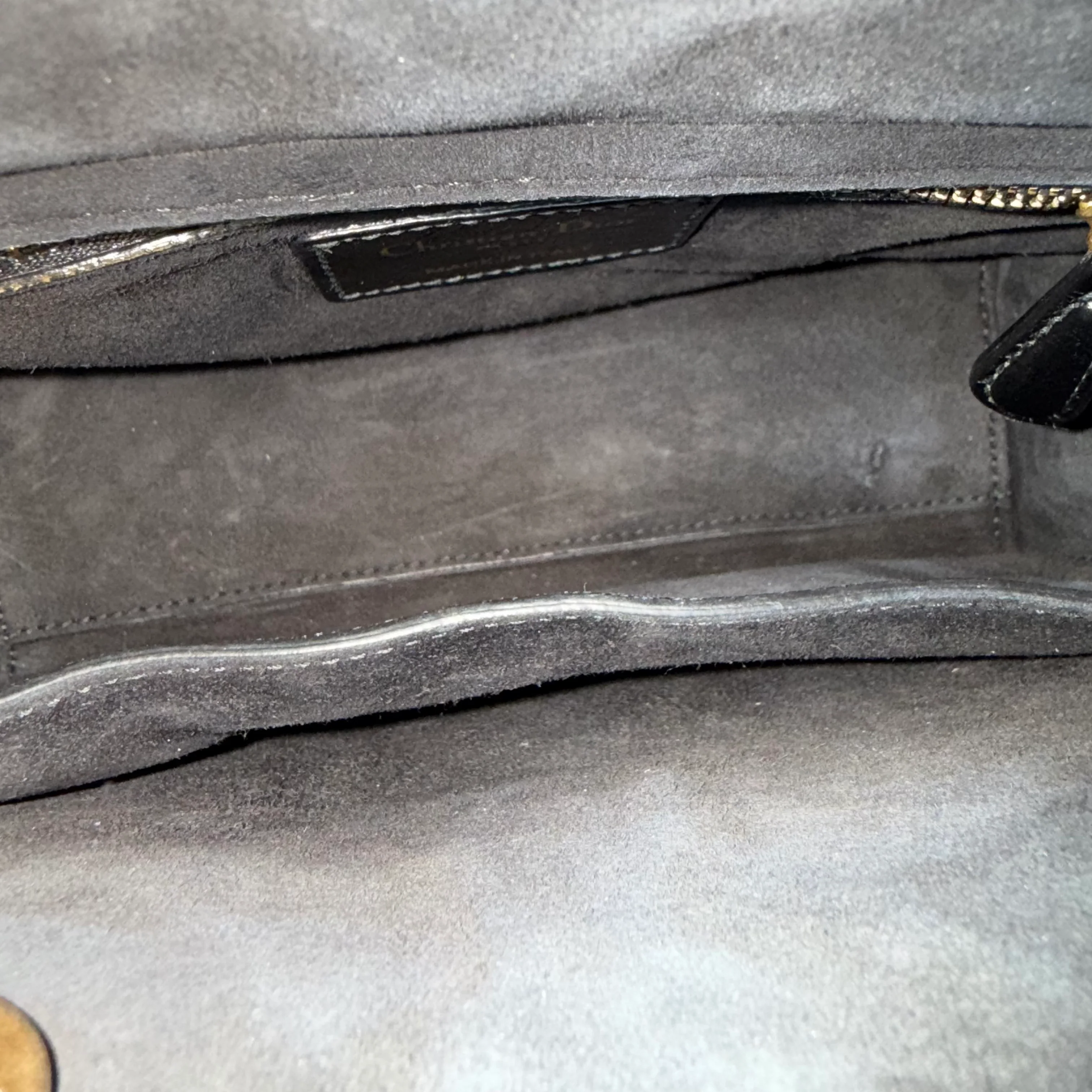 Dior Lady Small - Cannage Glazed Calfskin Black Gold Hardware