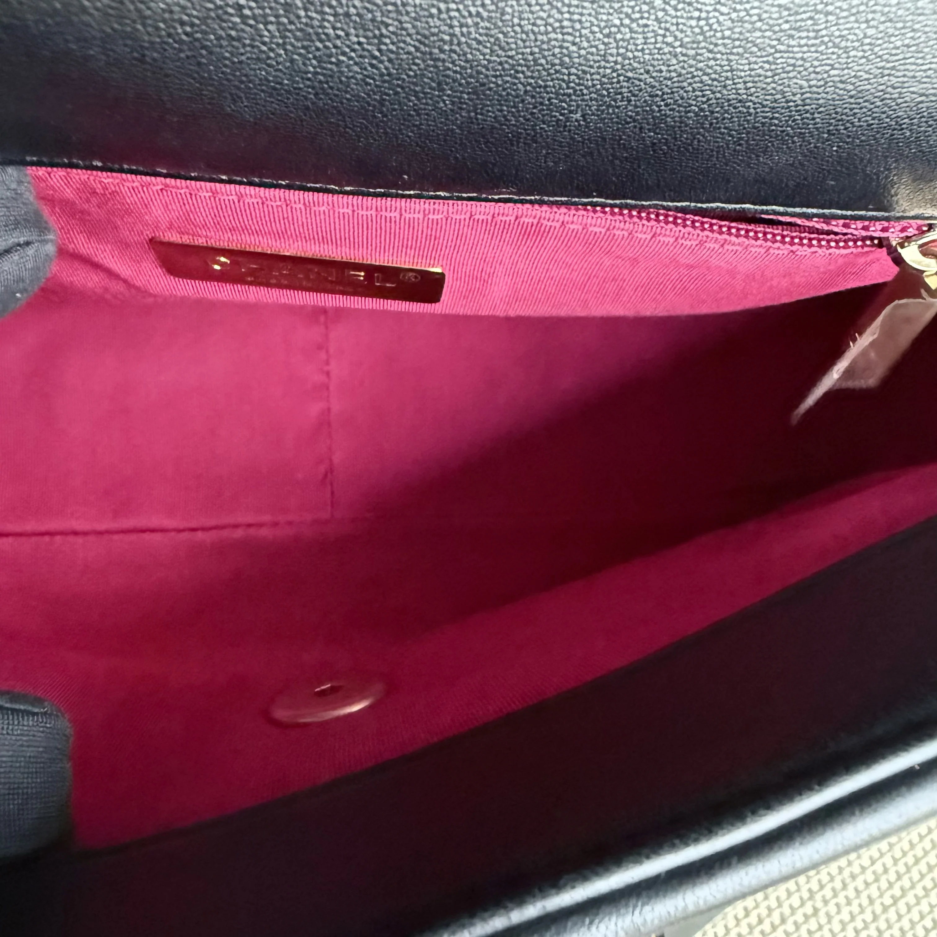 Chanel 19 Bag C19 Small - Quilted Shiny Goatskin Black Two-tone Gold Silver Hardware