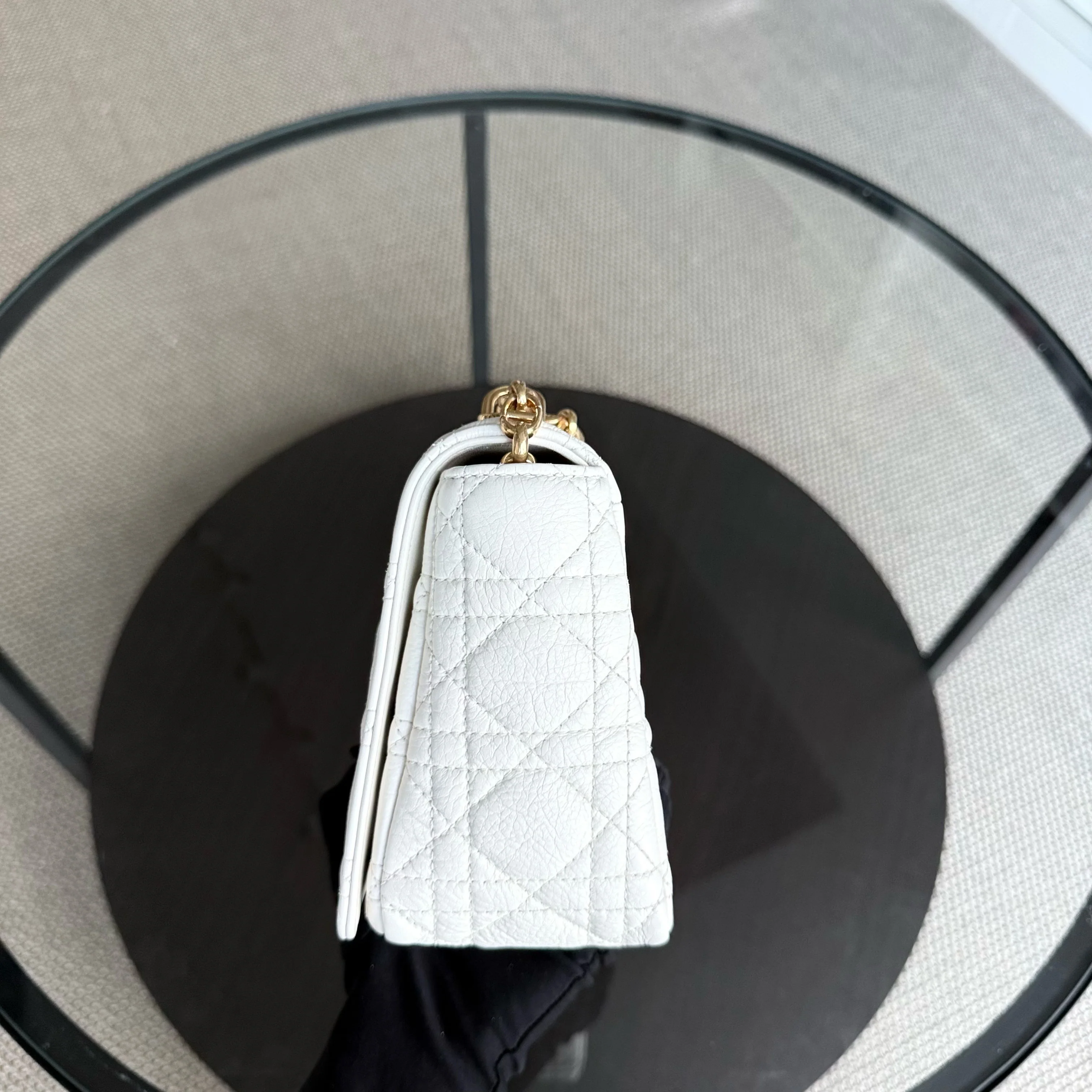 Dior Caro Medium - Cannage Grained Calfskin White Gold Hardware