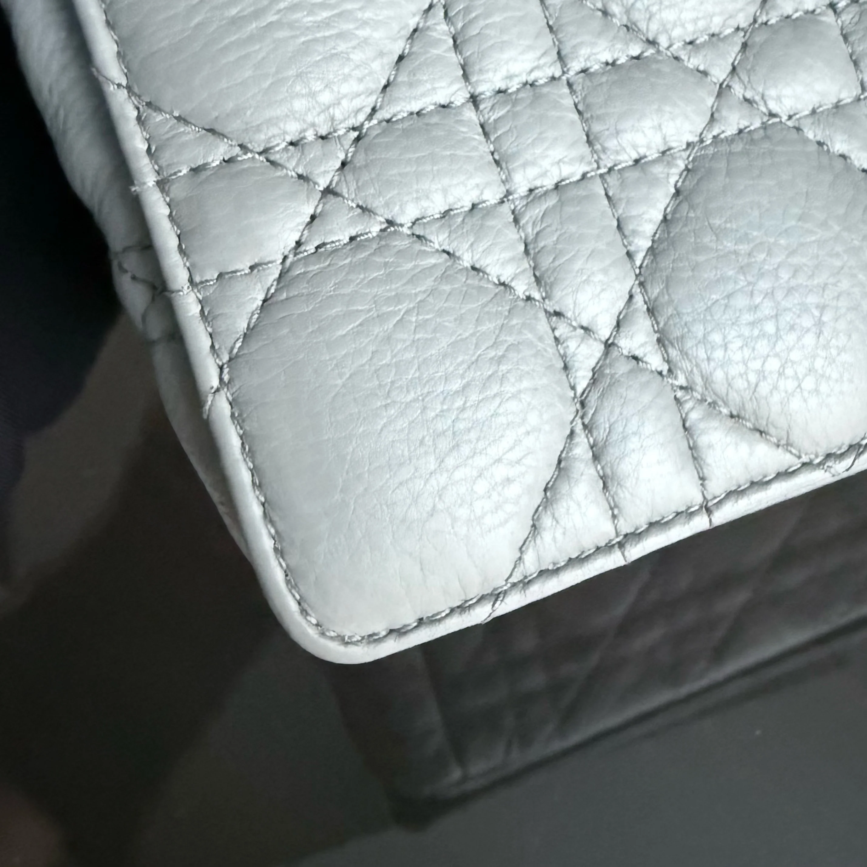 Dior Caro Large - Cannage Calfskin Grey Gray Gold Hardware