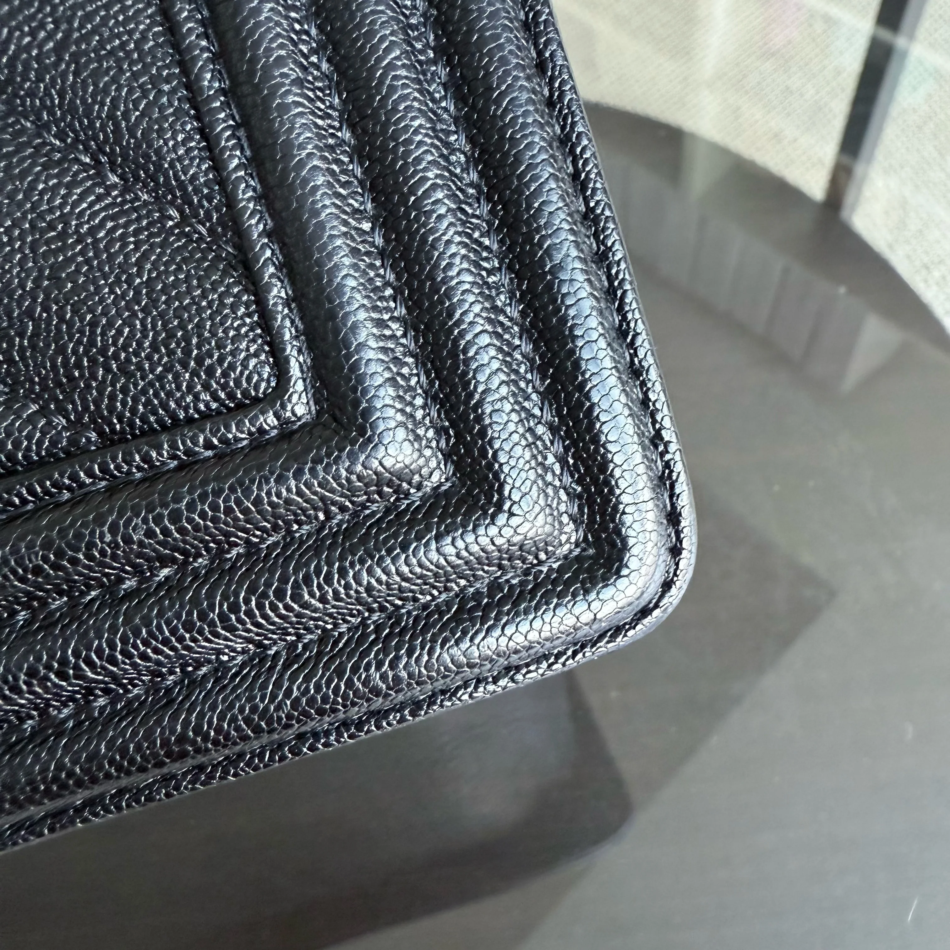 Chanel Boy Medium - Caviar 25CM Chevron Black Gold Hardware