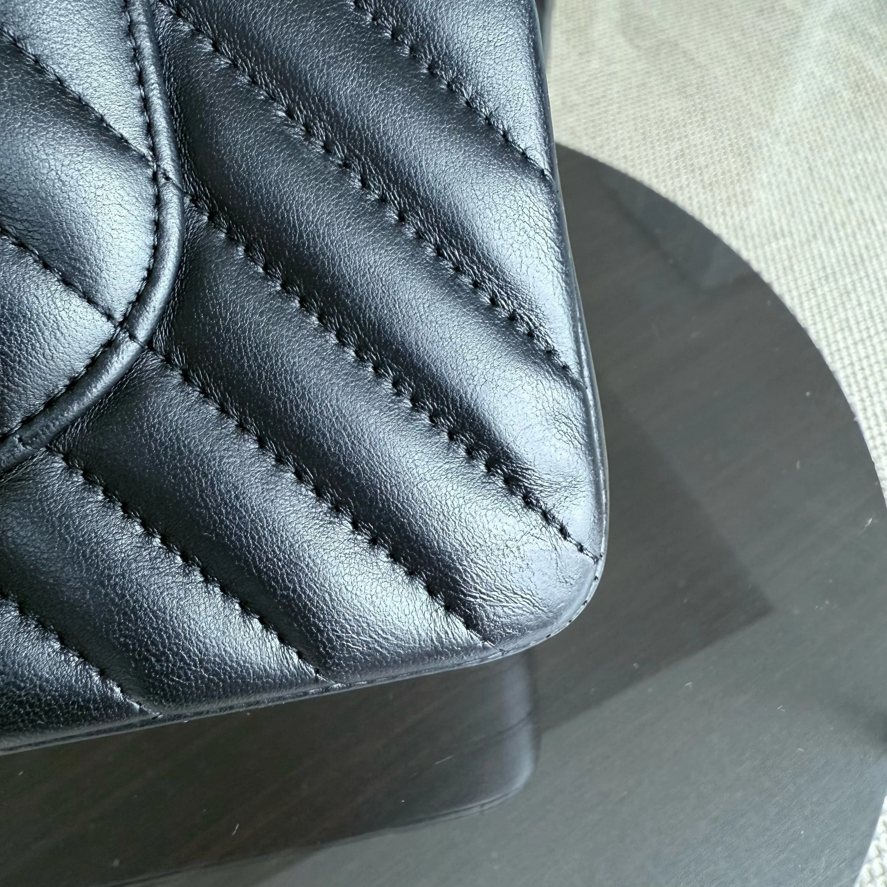 Chanel Classic Flap Medium - 25CM Chevron Lambskin Black Gold Hardware Series 23