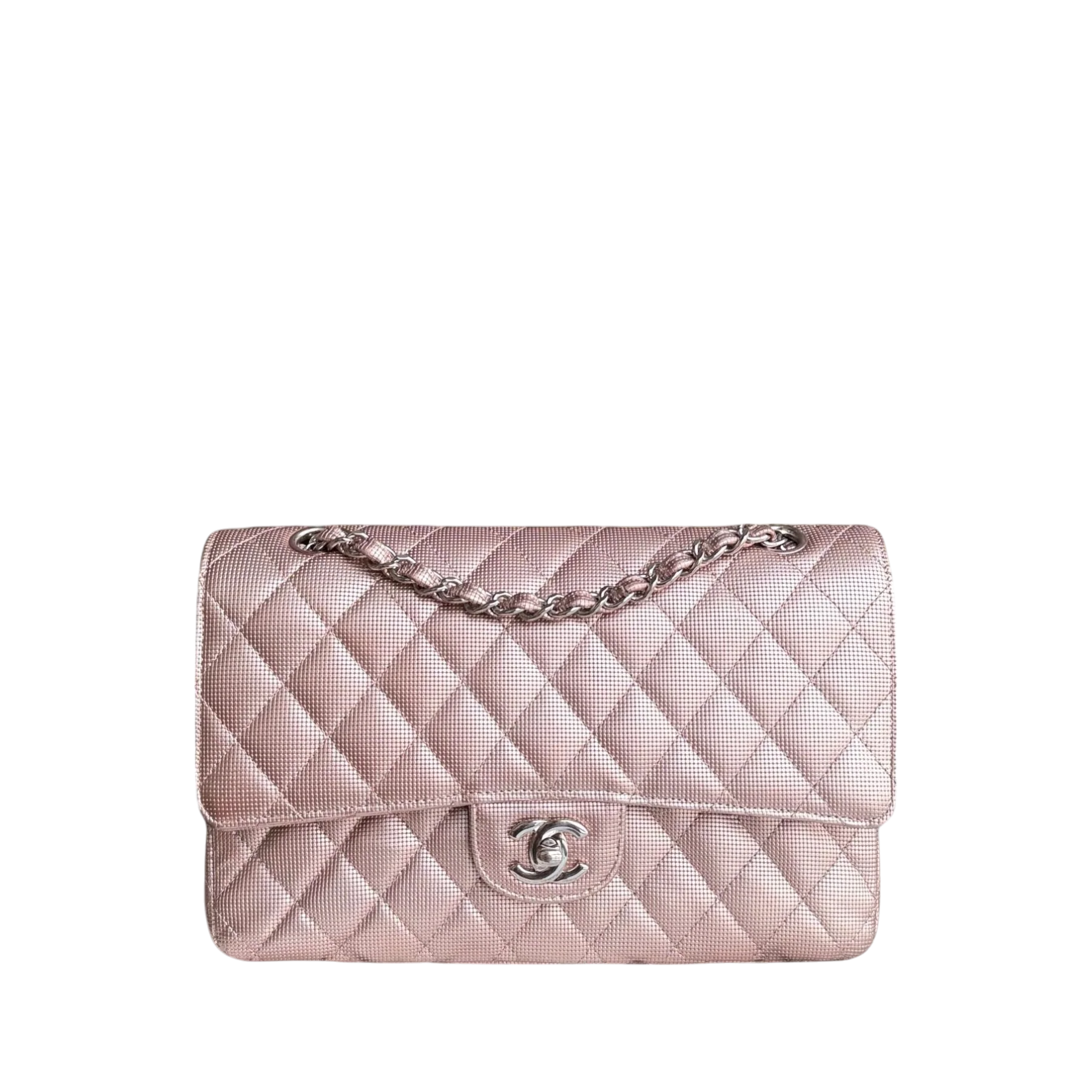 Chanel Classic Flap Medium - Pixelated Calfskin Metallic Pink Silver Hardware Series 21