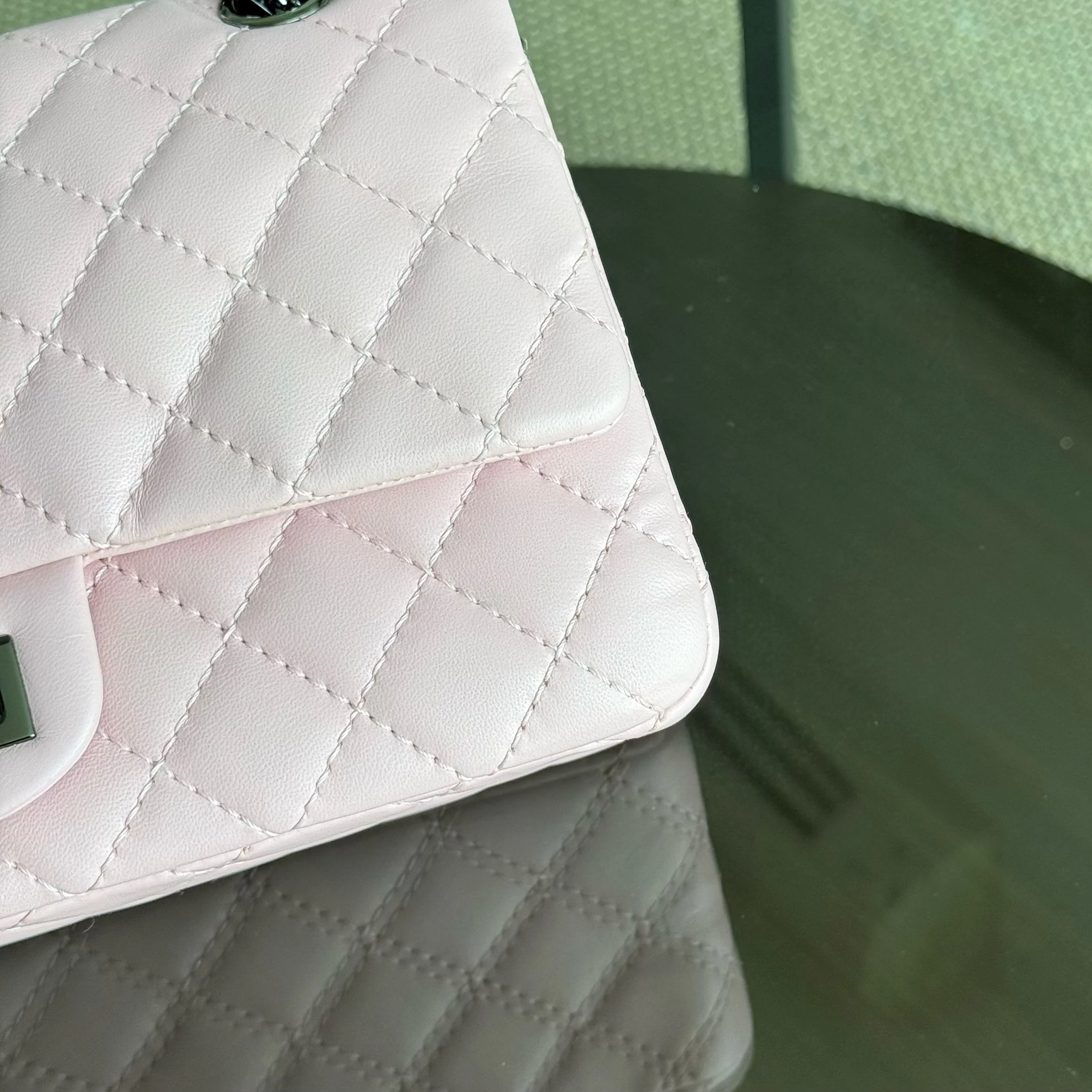 Chanel 2.55 Reissue 225 - 24CM Quilted Lambskin Sakura Light Pink Black Hardware Series 13